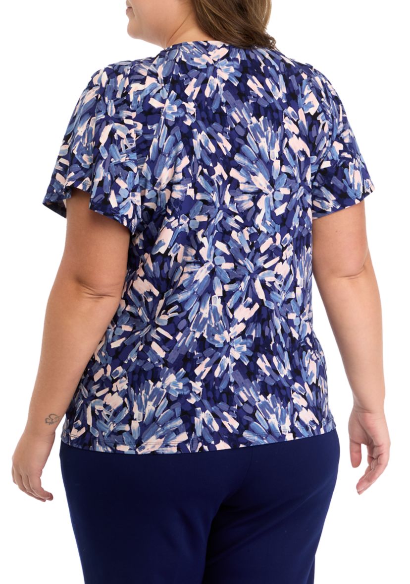 Plus Size Short Sleeve Pleated Top 