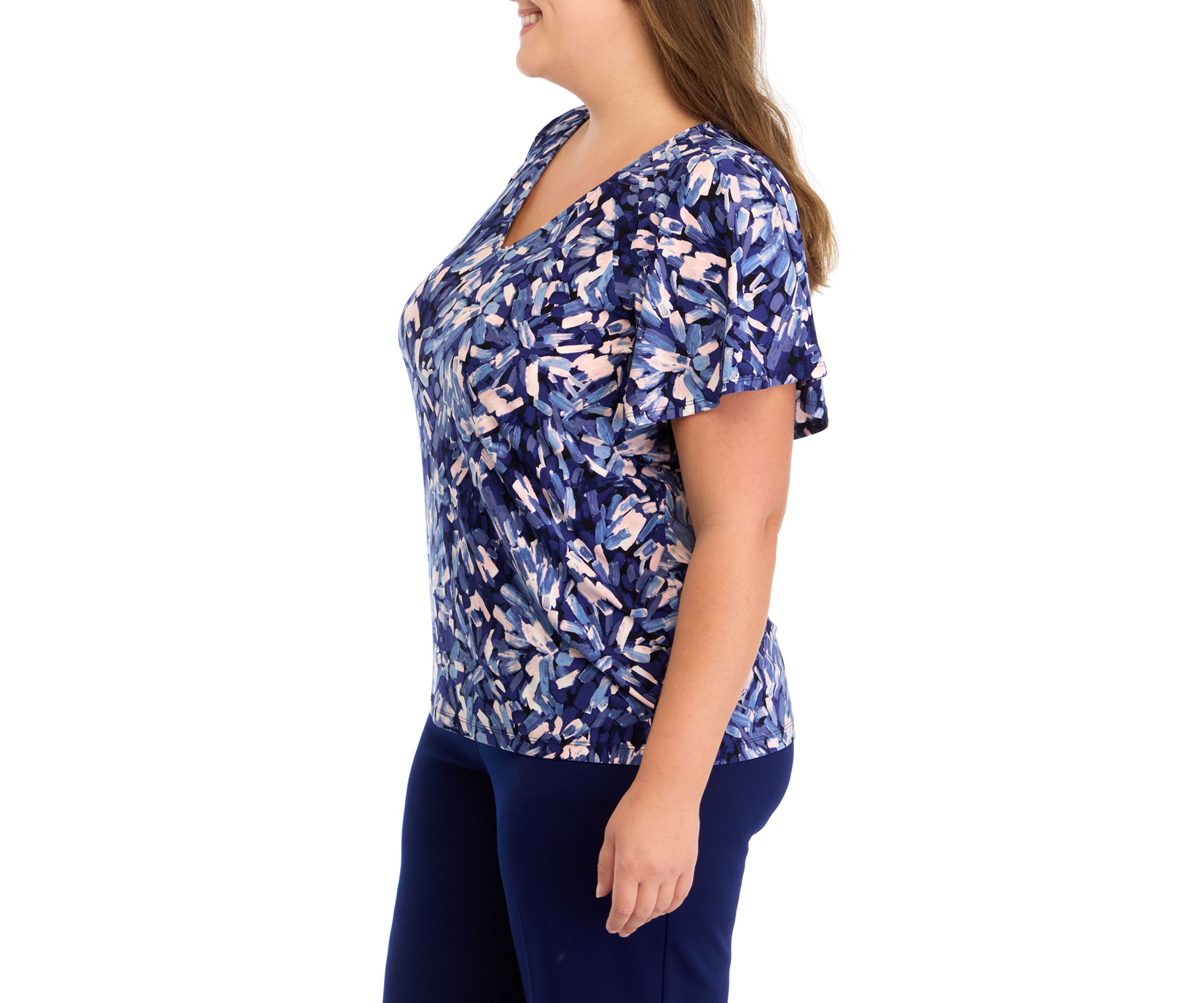 Plus Size Short Sleeve Pleated Top 