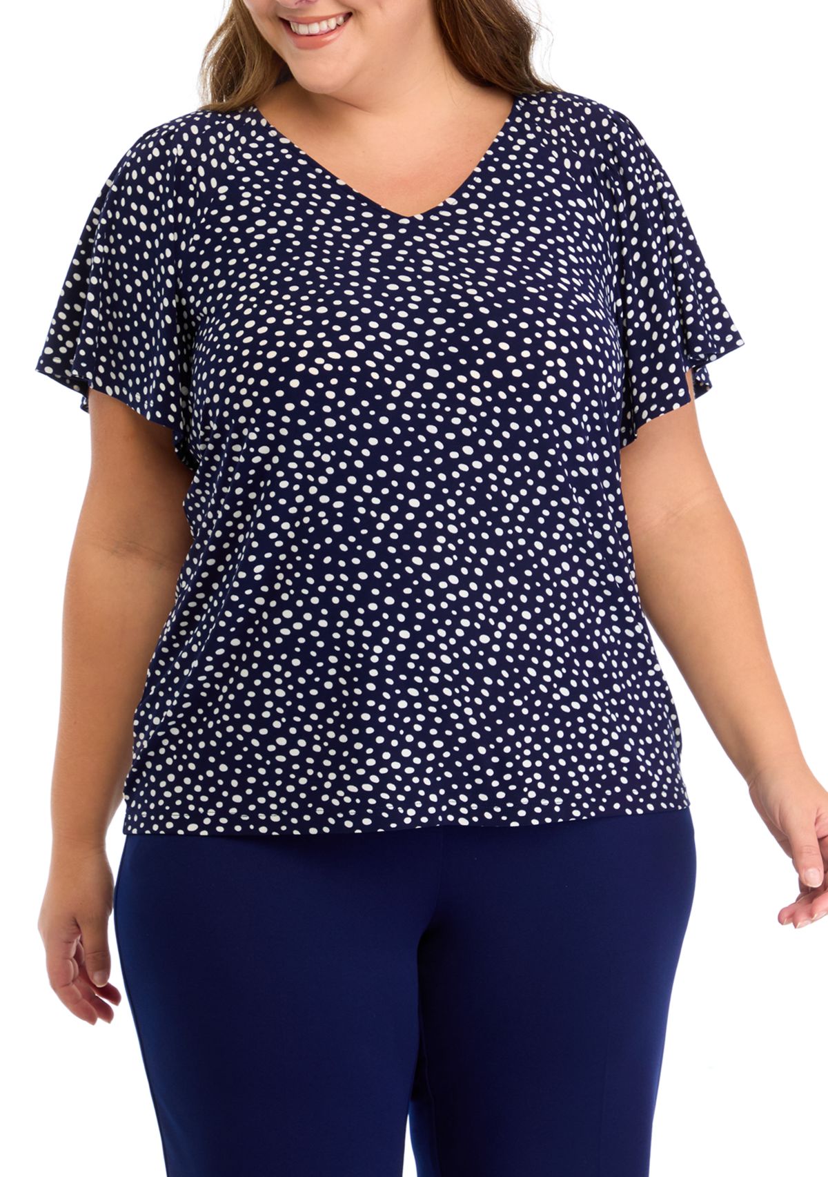 Plus Size Short Sleeve Pleated Top