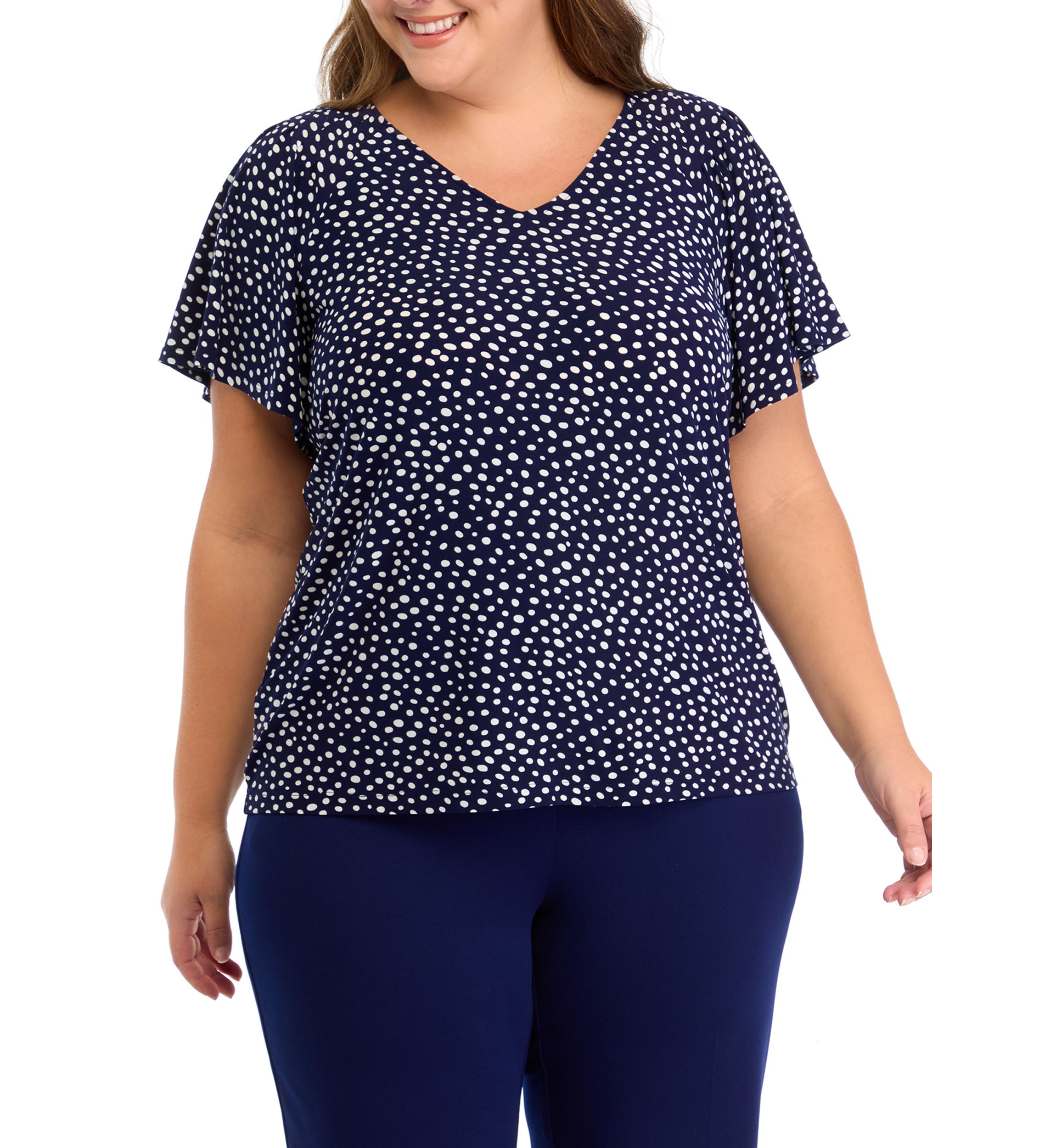 Plus Size Short Sleeve Pleated Top