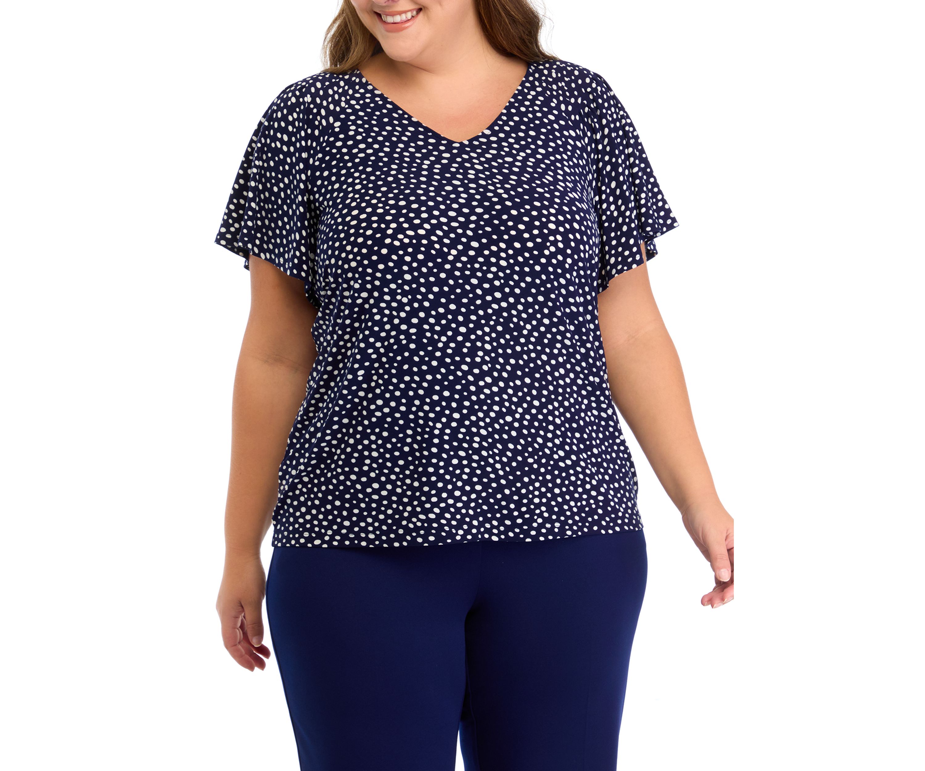 Plus Size Short Sleeve Pleated Top