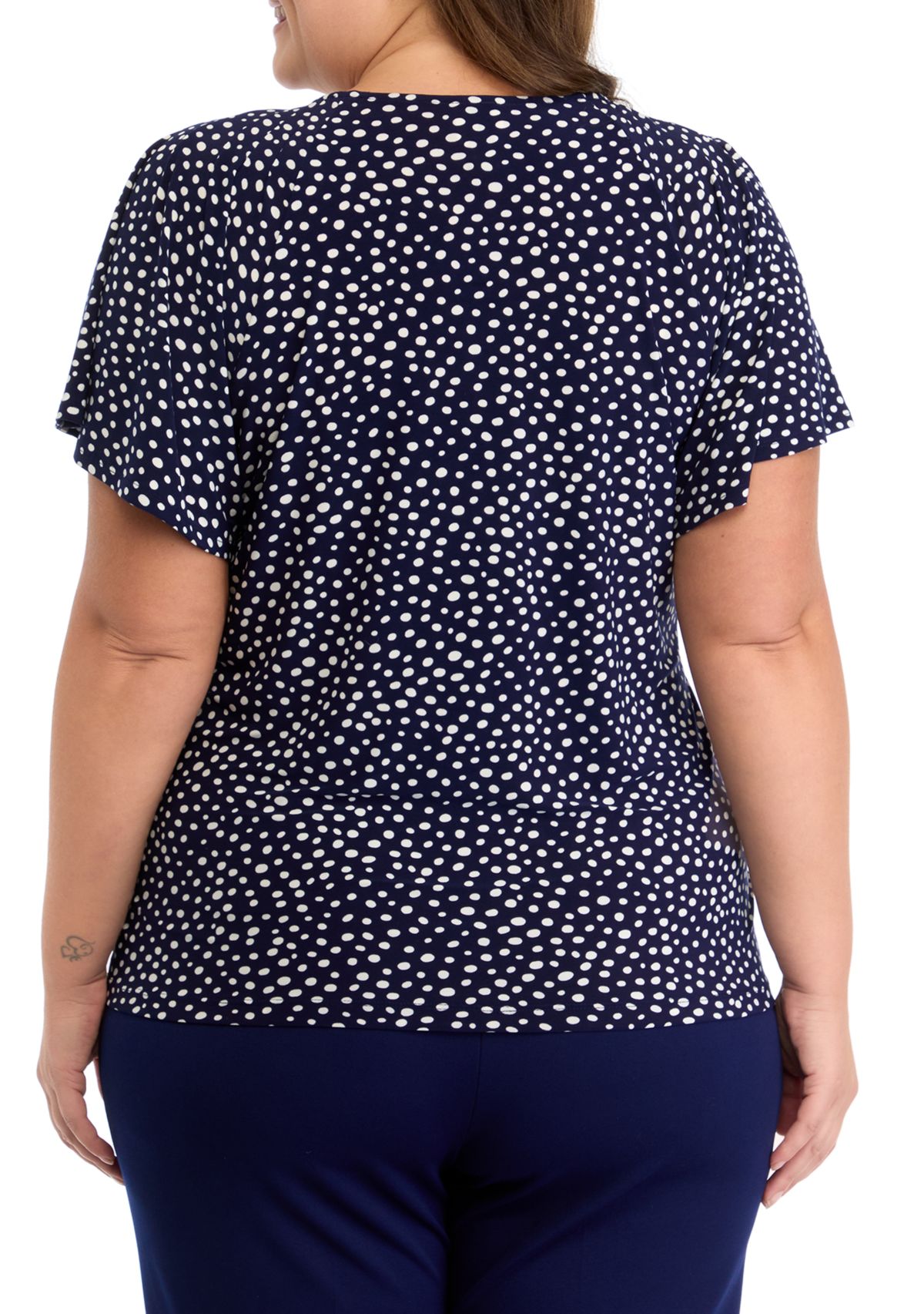 Plus Size Short Sleeve Pleated Top