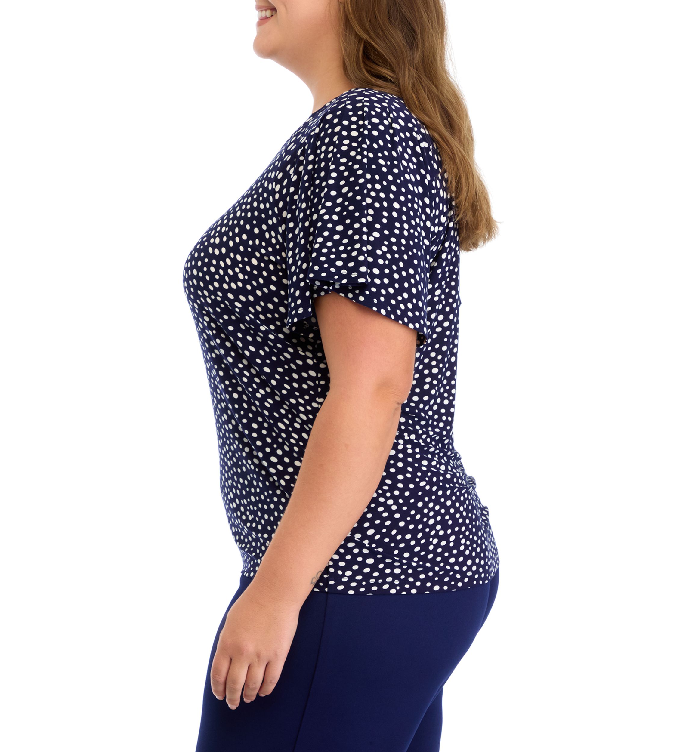 Plus Size Short Sleeve Pleated Top