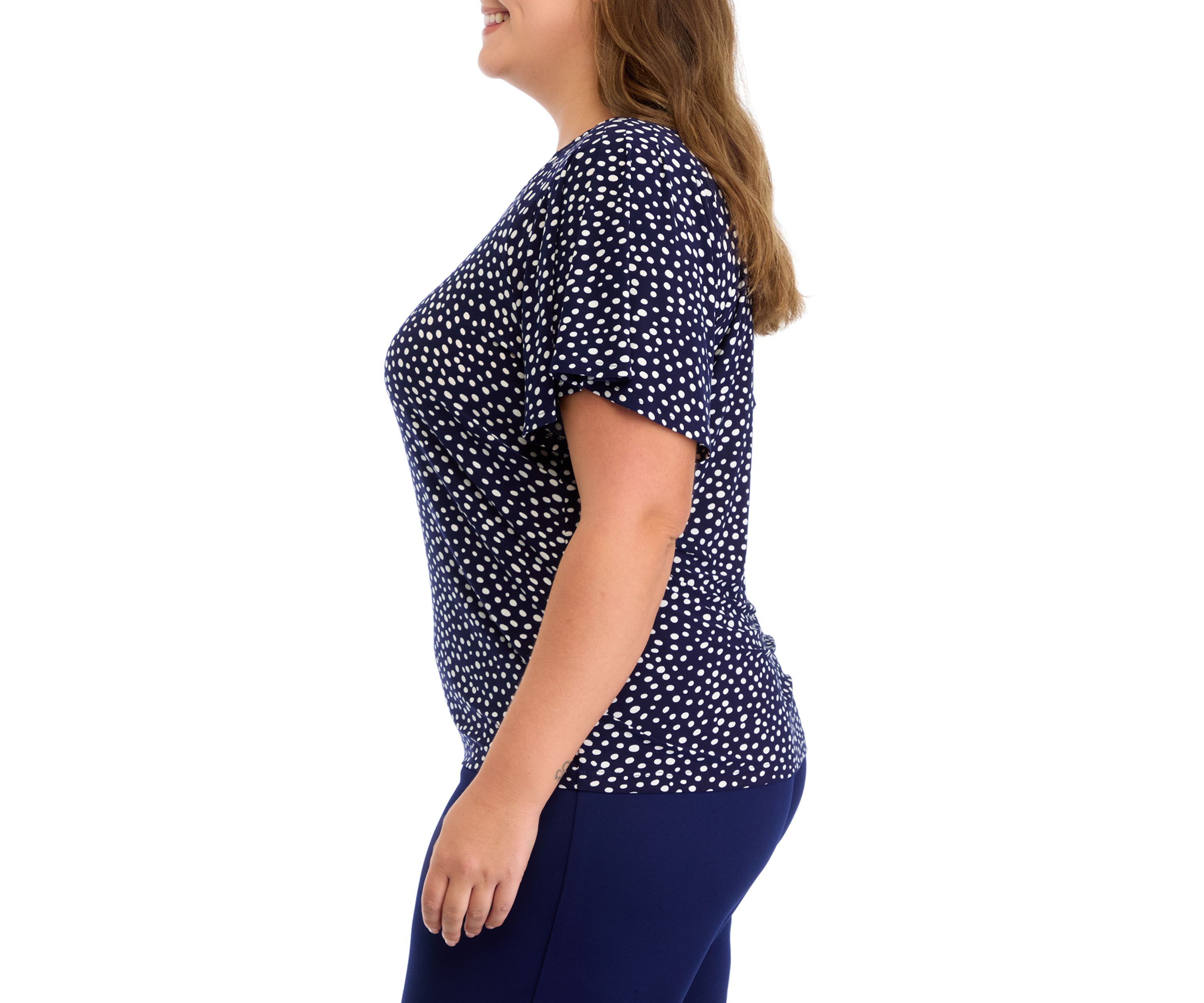 Plus Size Short Sleeve Pleated Top