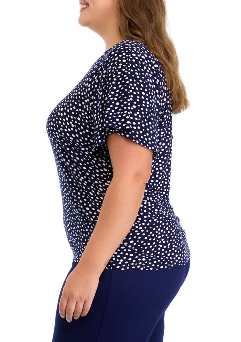 Plus Size Short Sleeve Pleated Top