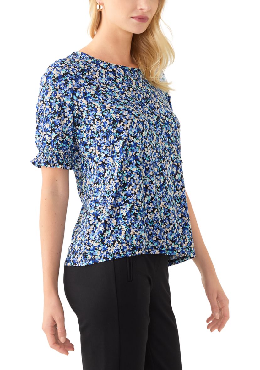 Petite Elbow Sleeve Smocked Cuff Blouse