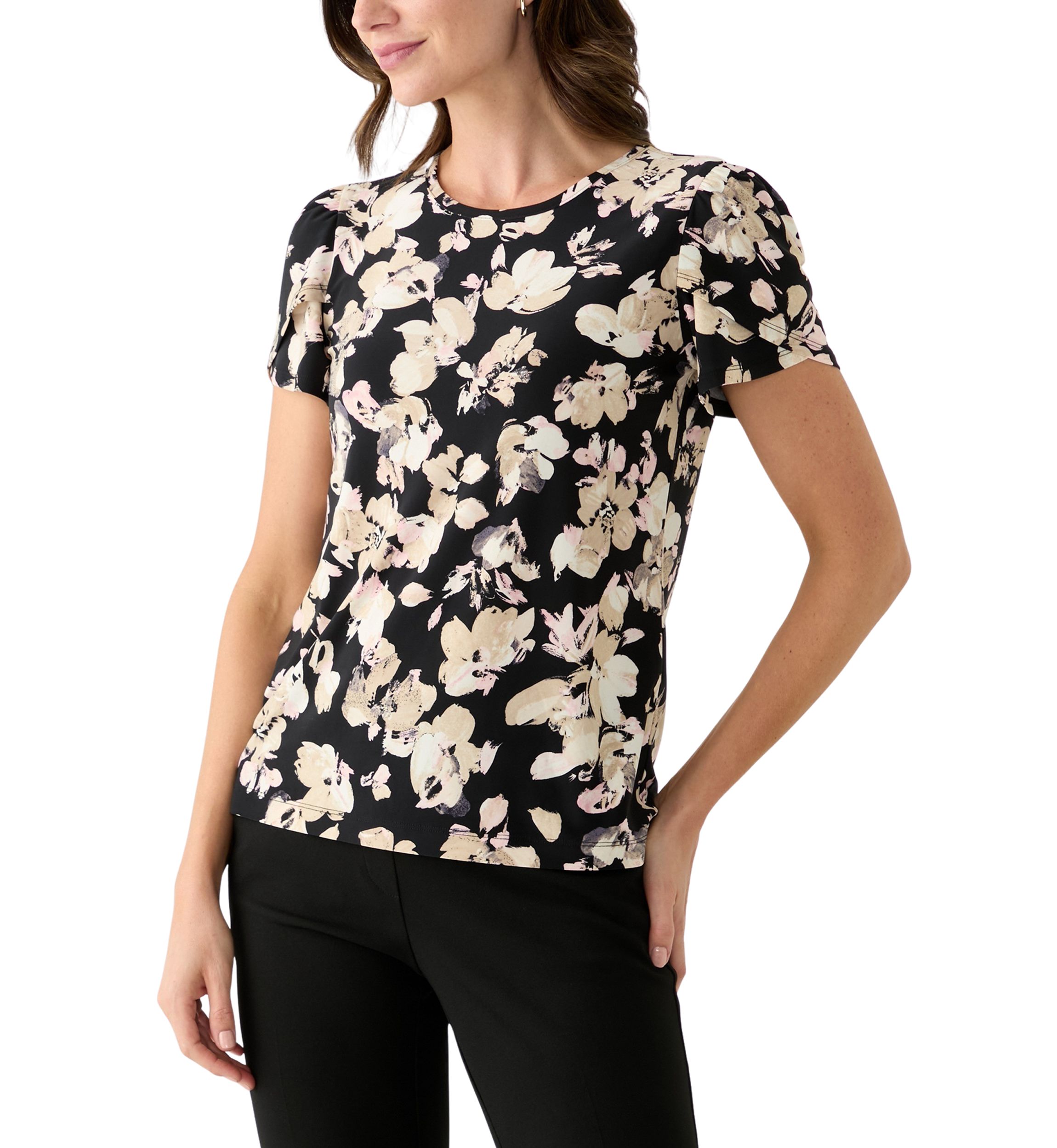 Womens Tulip Sleeve Printed Top
