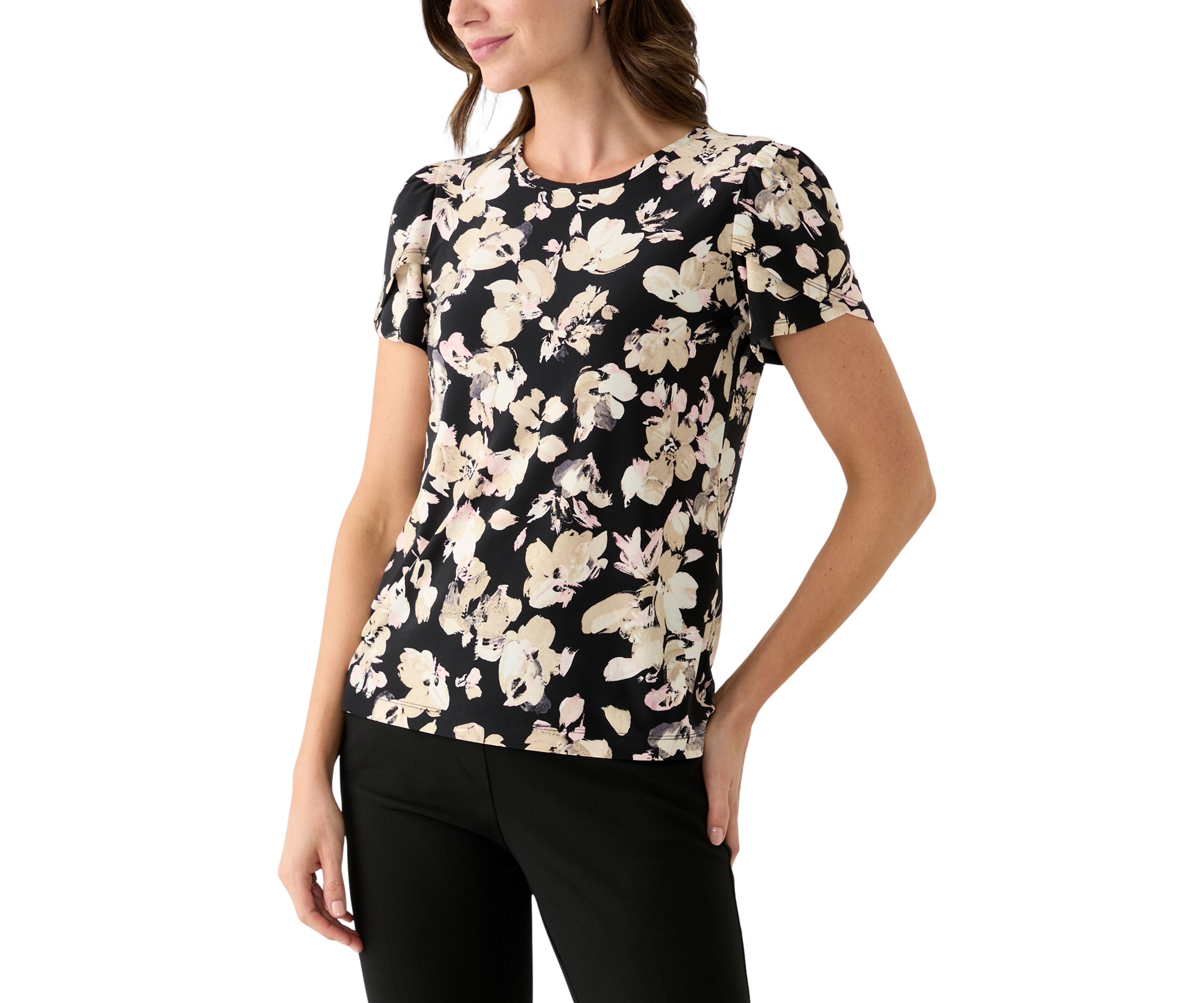 Womens Tulip Sleeve Printed Top