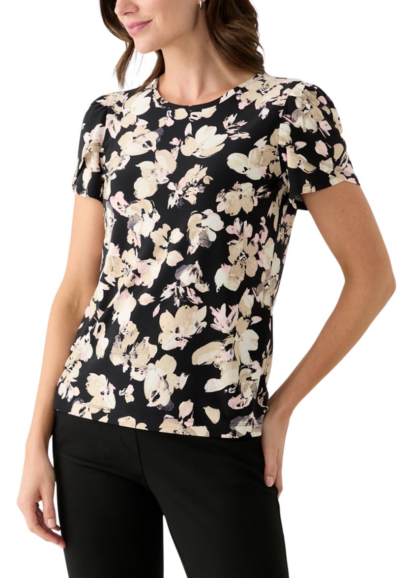 Womens Tulip Sleeve Printed Top