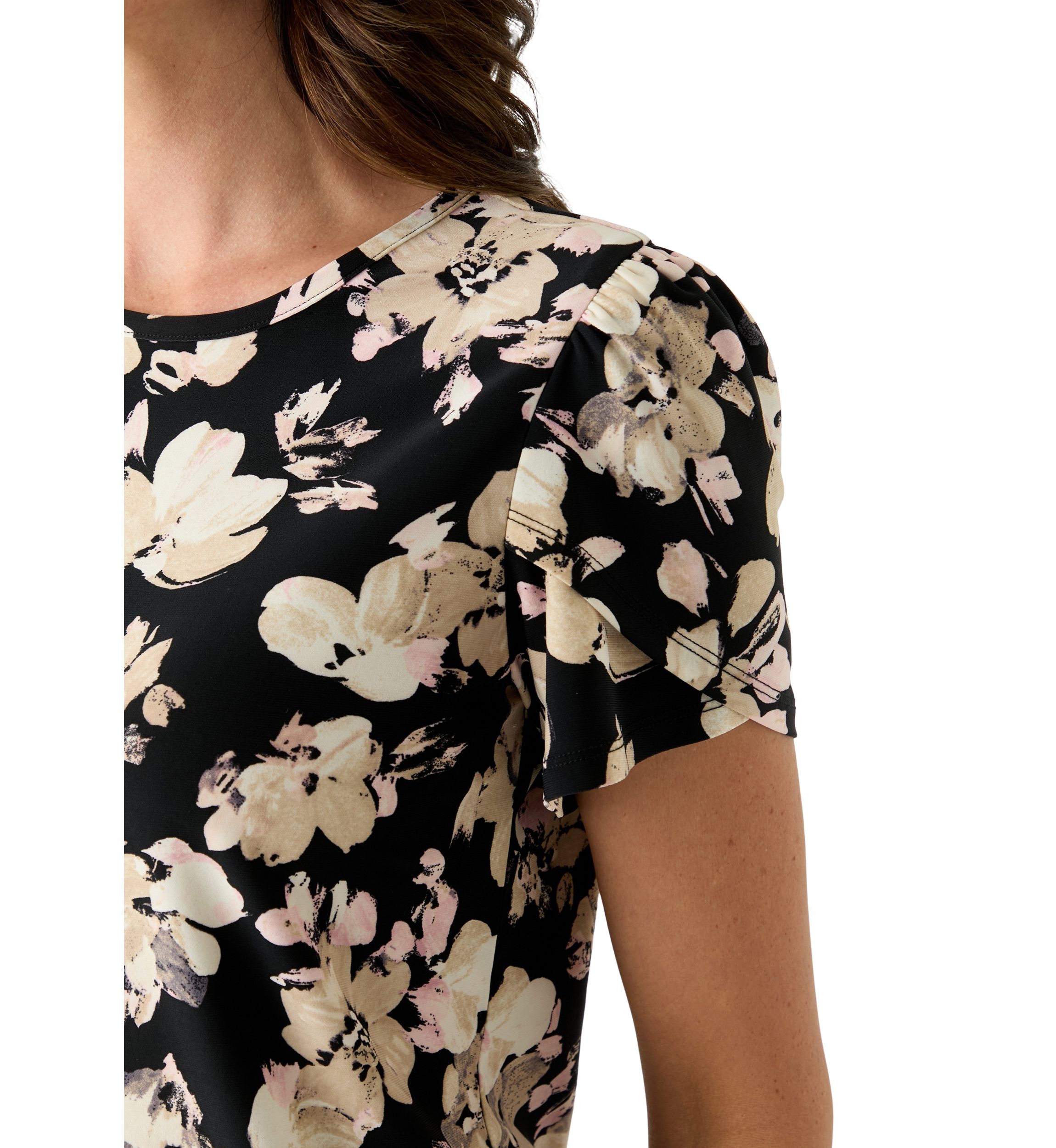 Womens Tulip Sleeve Printed Top