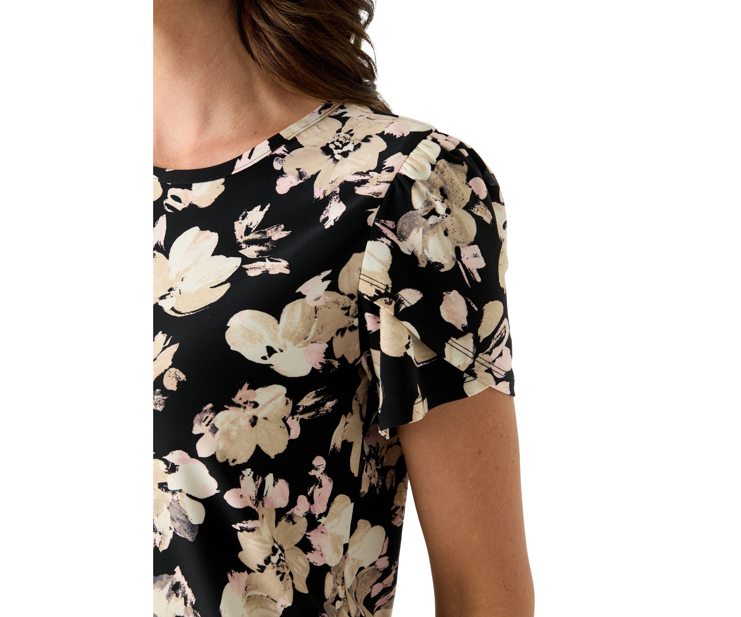 Womens Tulip Sleeve Printed Top