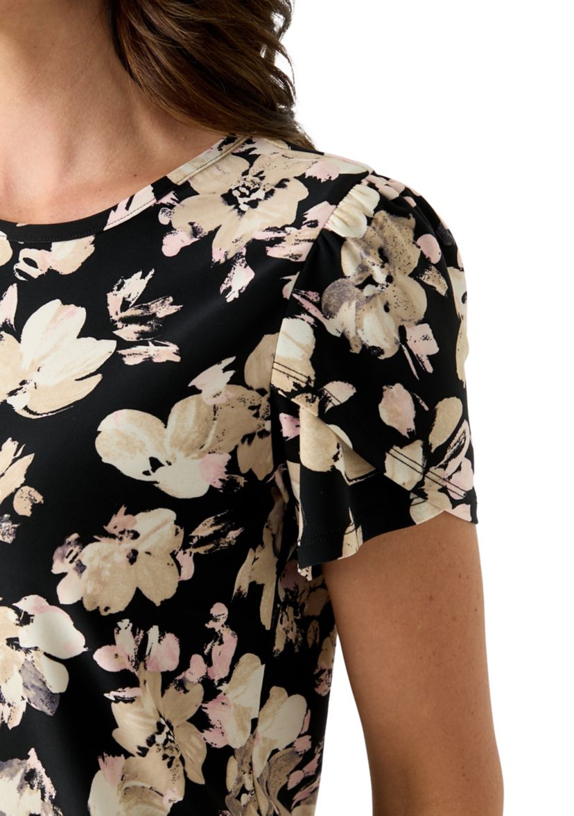 Womens Tulip Sleeve Printed Top