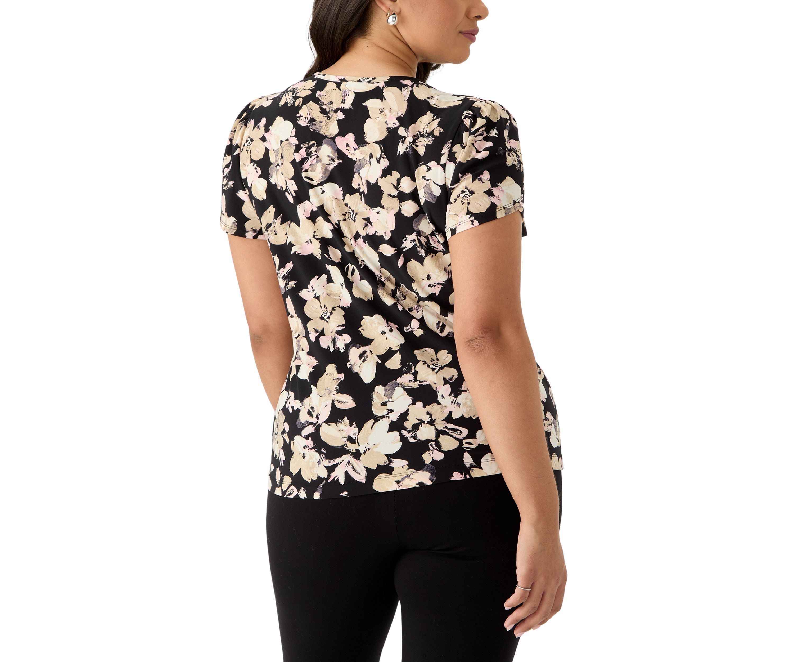 Womens Tulip Sleeves Floral Top 