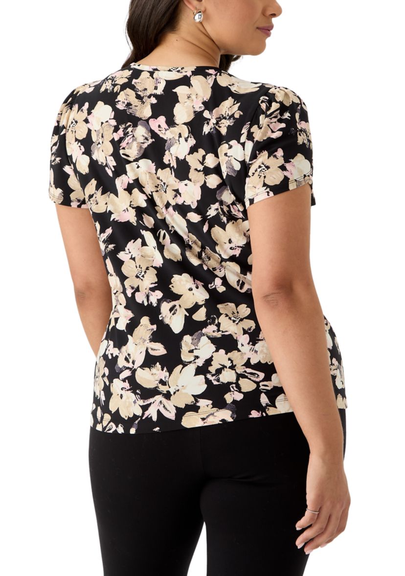 Womens Tulip Sleeves Floral Top 
