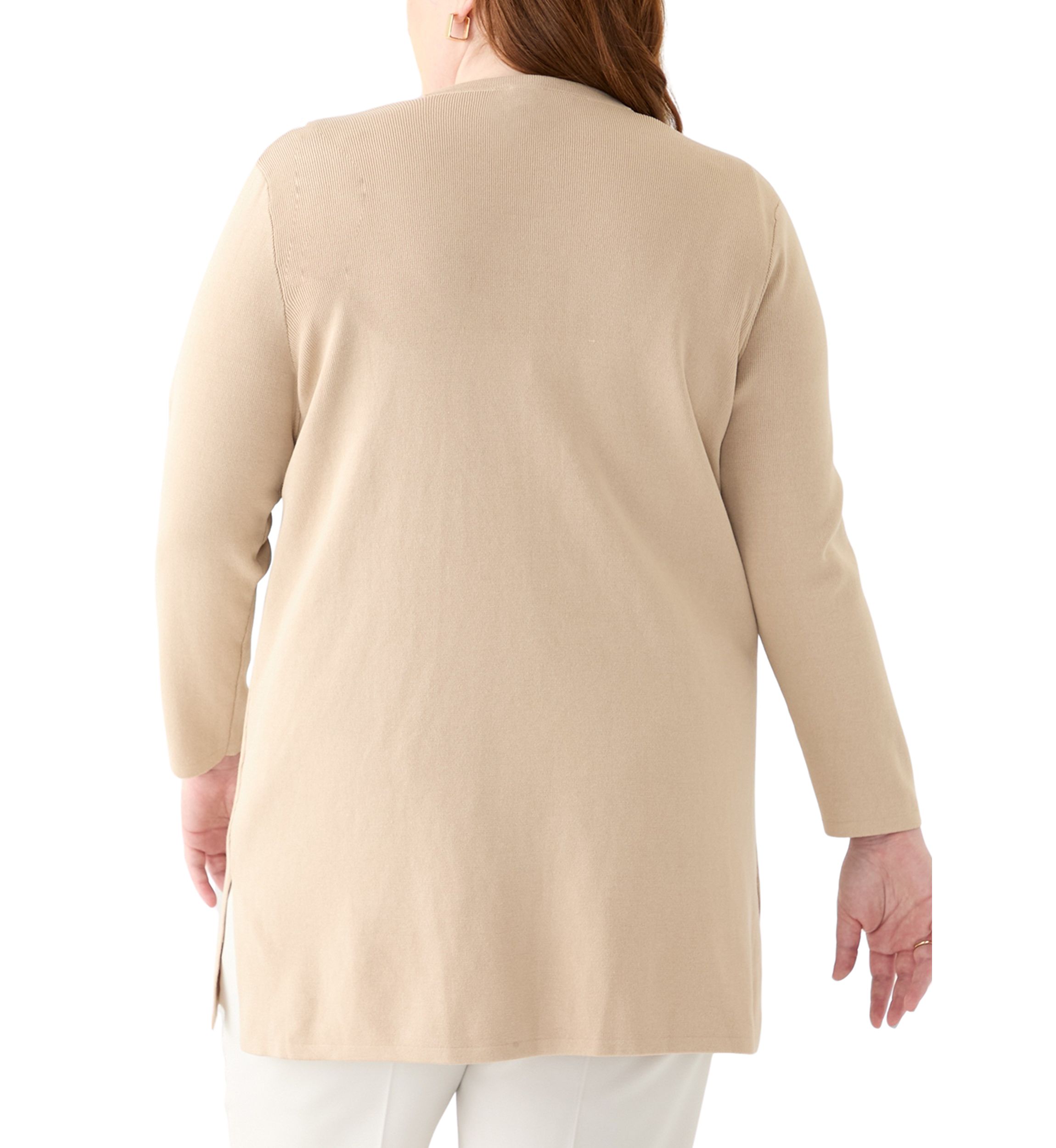 Plus Size Side Slit Open Front Cardigan 