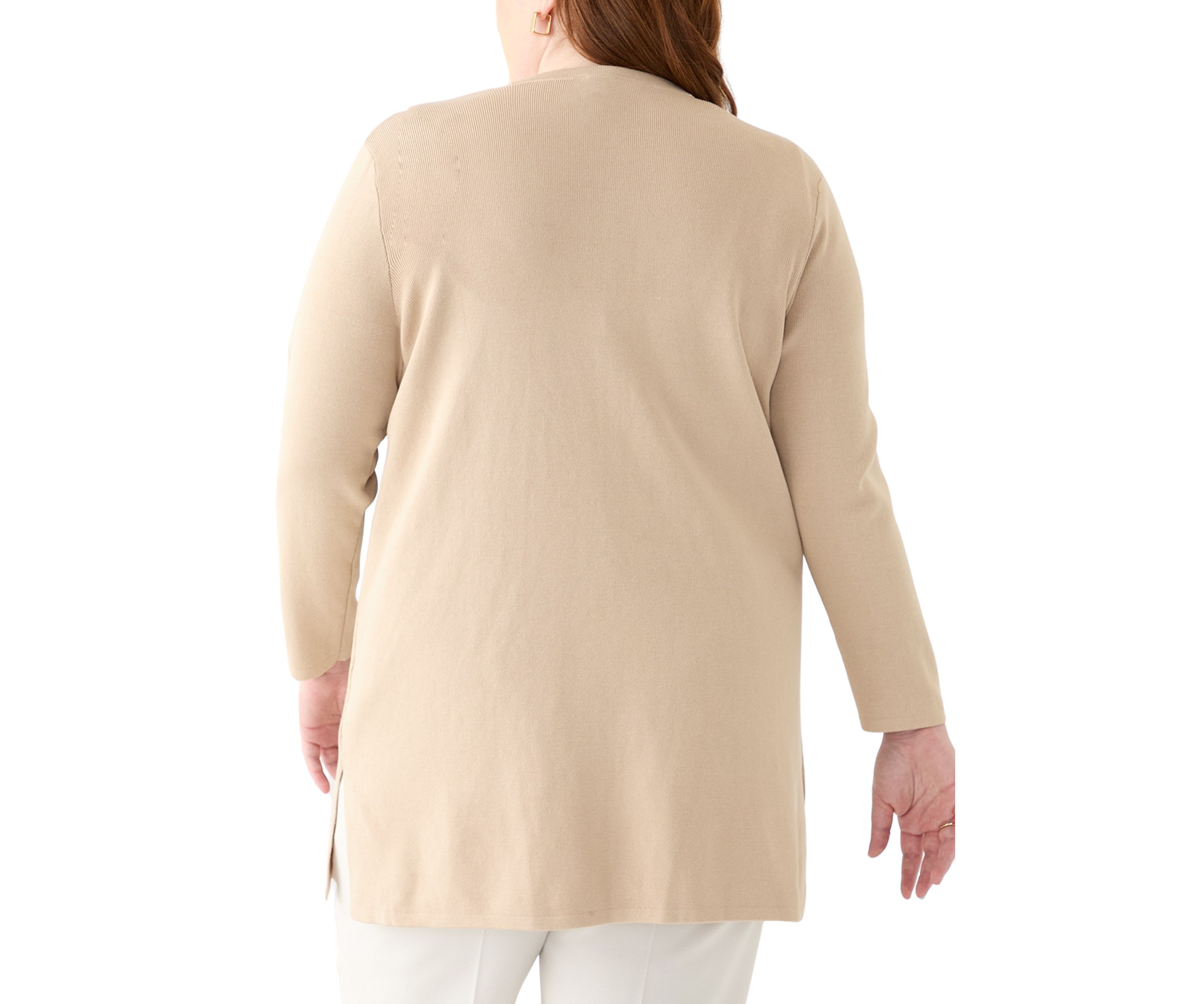 Plus Size Side Slit Open Front Cardigan 