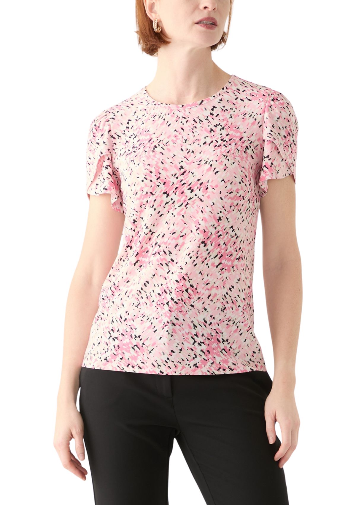 Womens Tulip Sleeve Printed Top