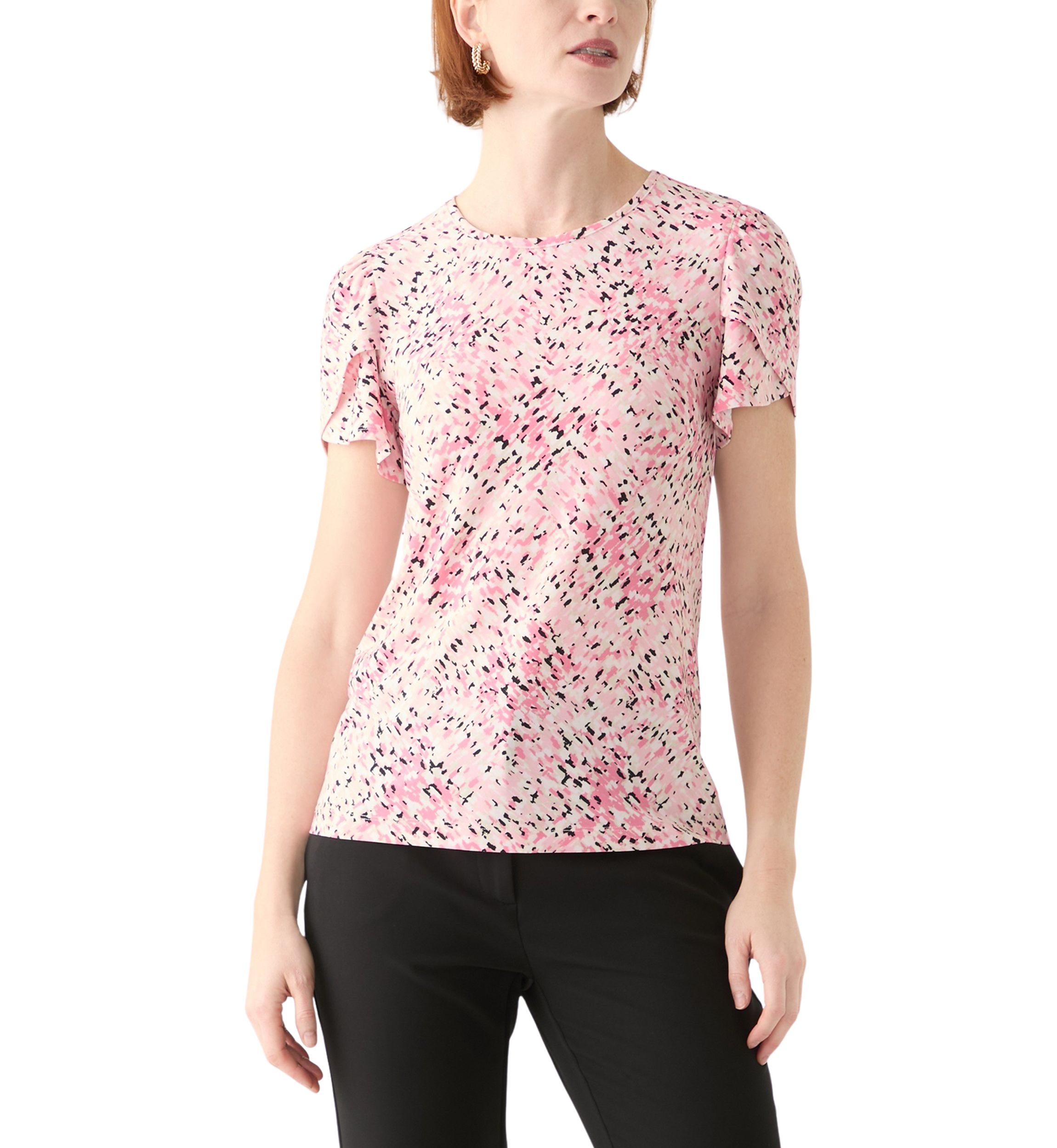 Womens Tulip Sleeve Printed Top