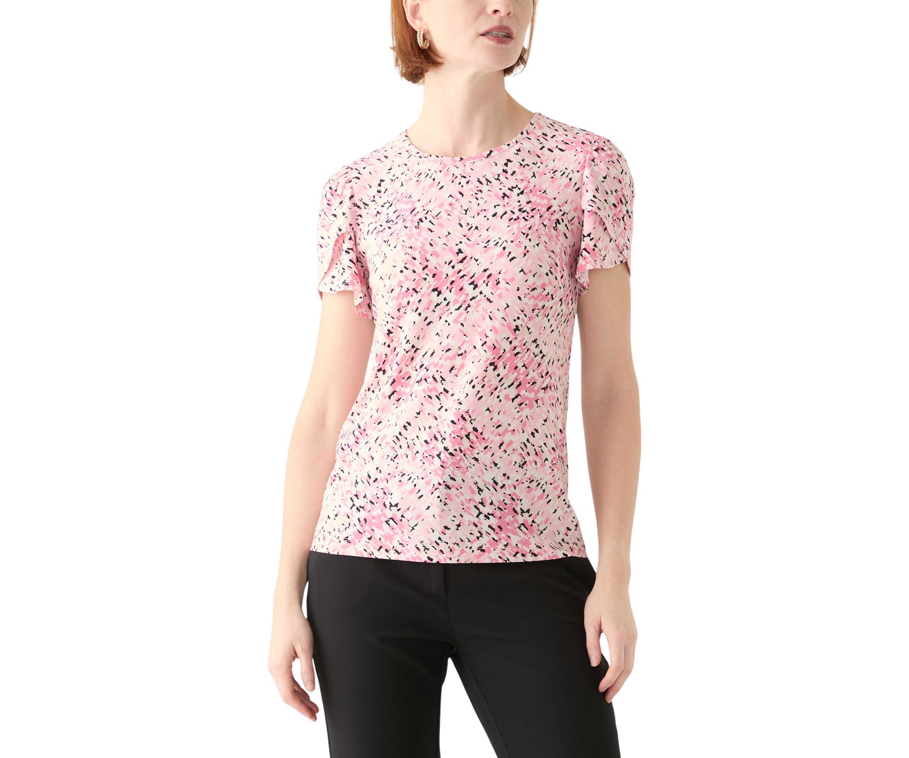 Womens Tulip Sleeve Printed Top