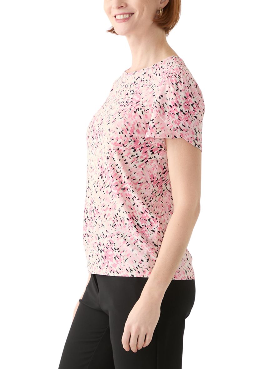 Womens Tulip Sleeve Printed Top