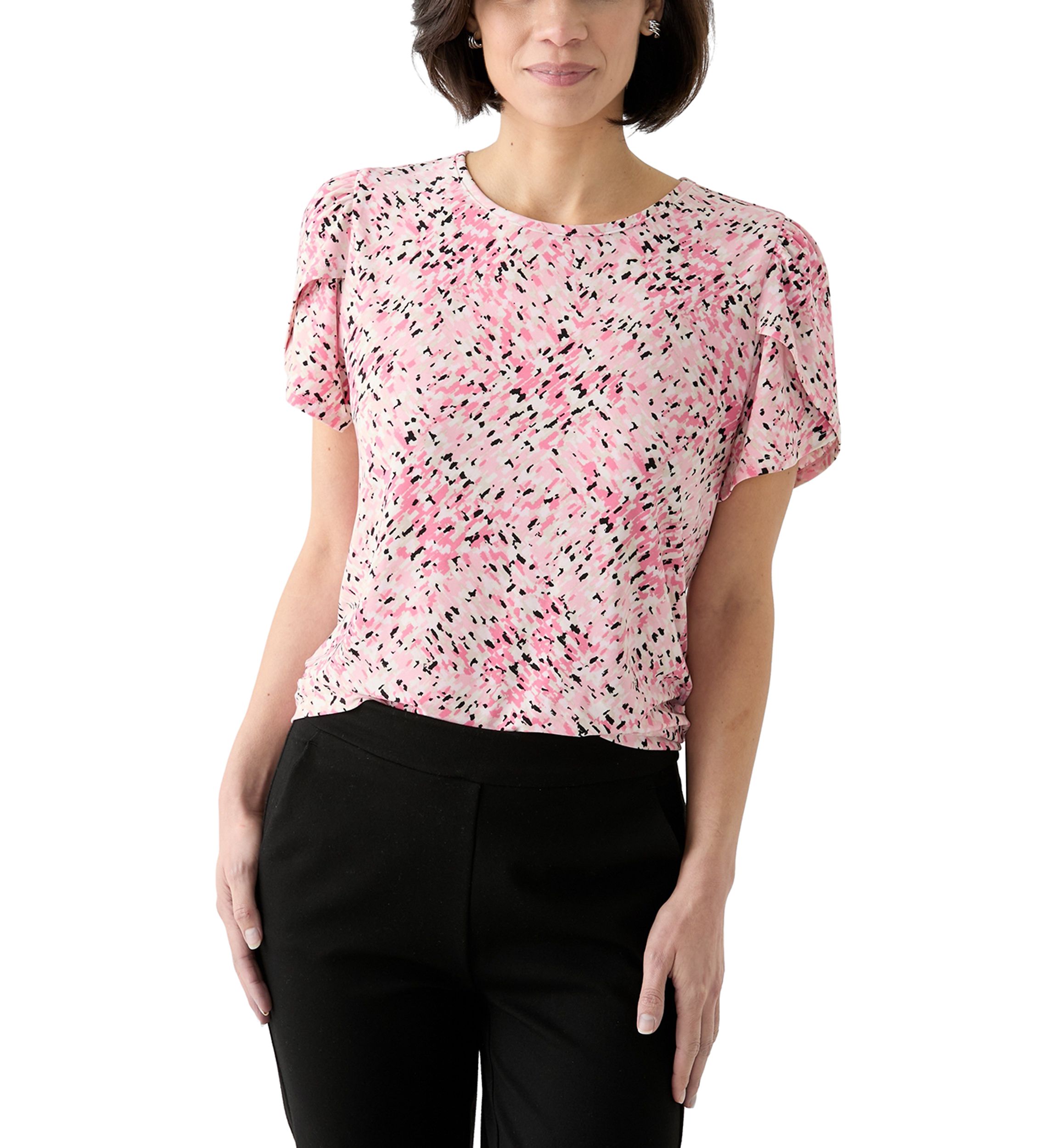 Petite Tulip Sleeve Floral Top 