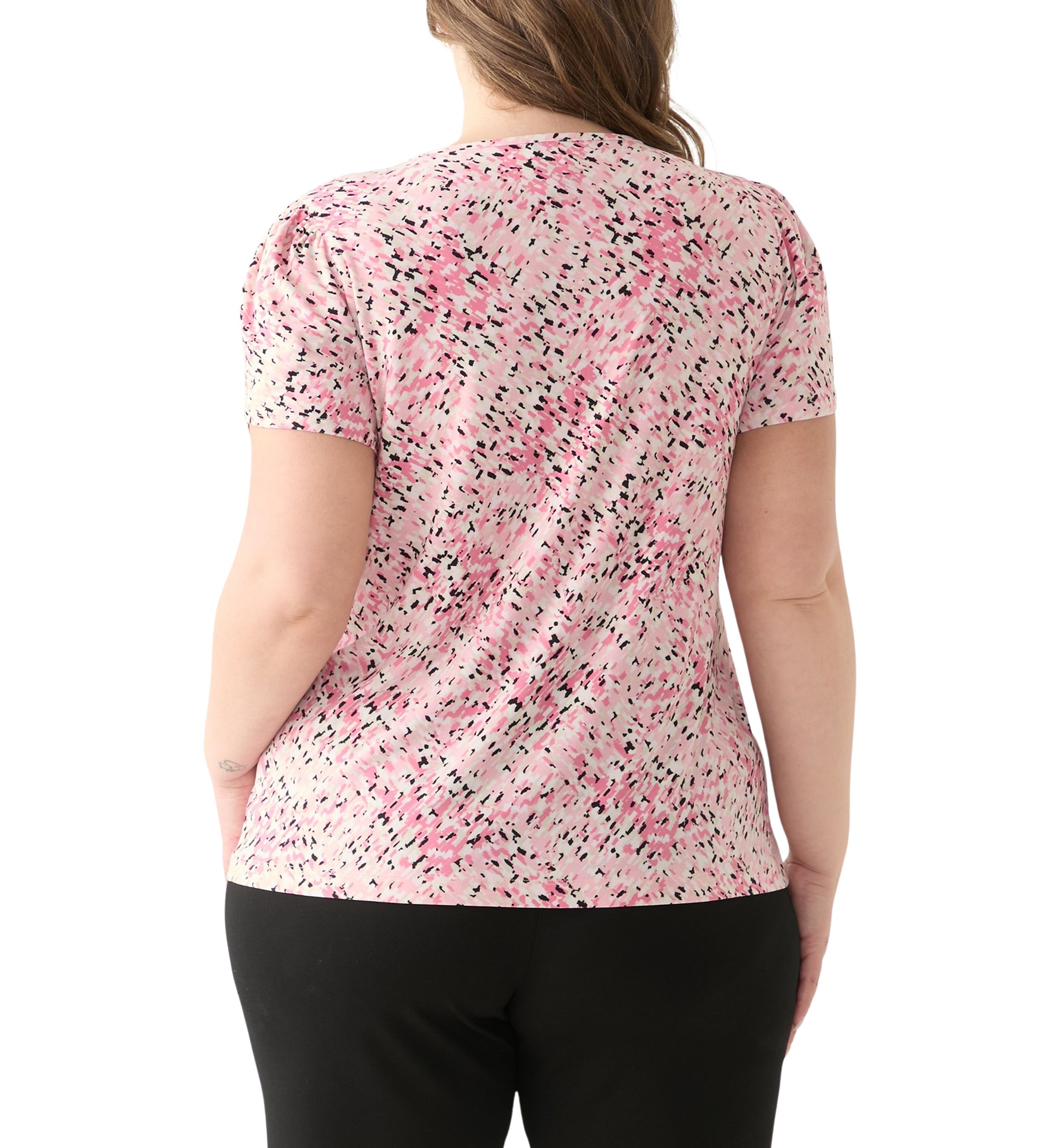 Plus Size Tulip Sleeve Printed Top 