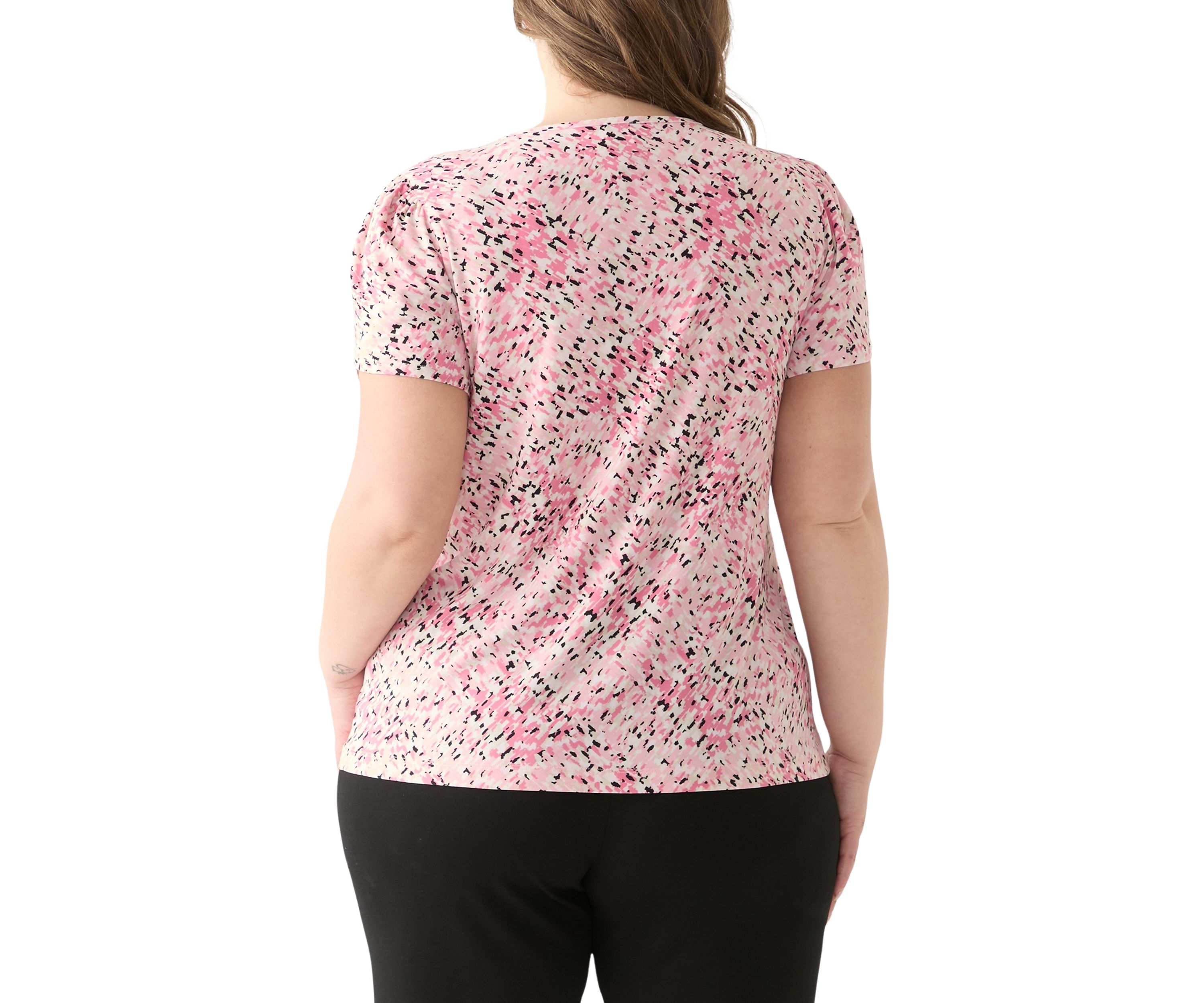 Plus Size Tulip Sleeve Printed Top 
