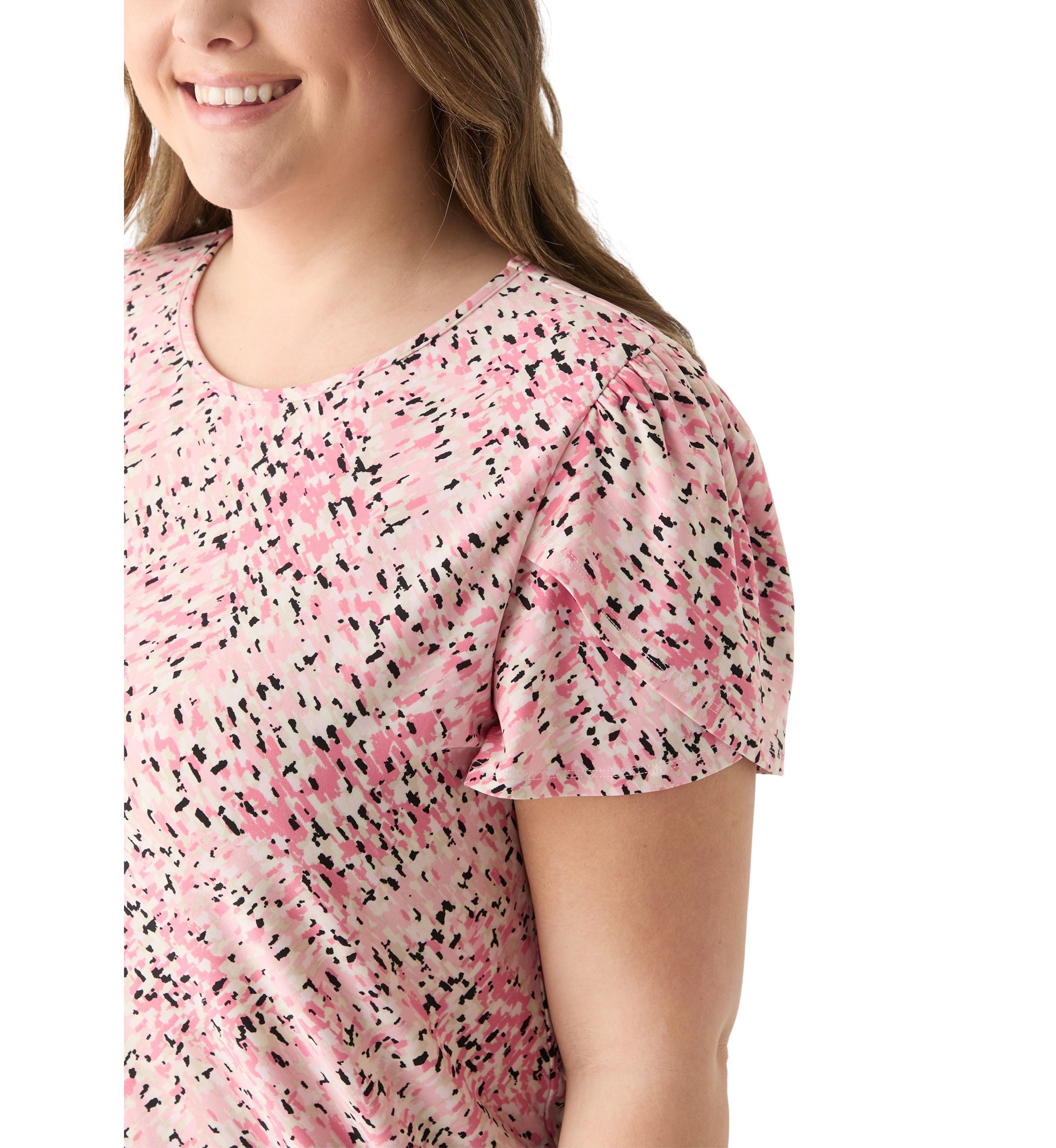 Plus Size Tulip Sleeve Printed Top 