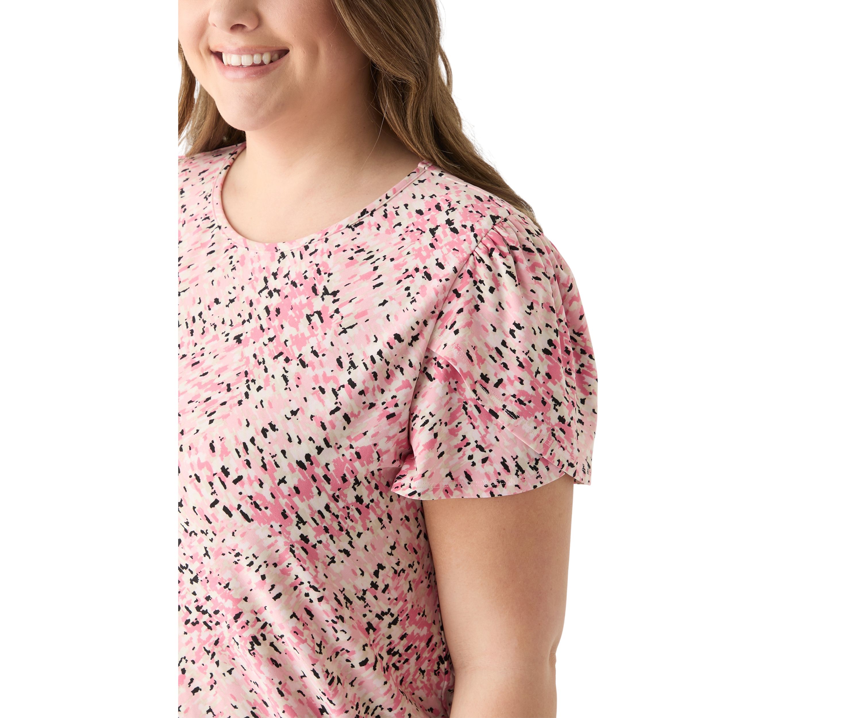 Plus Size Tulip Sleeve Printed Top 