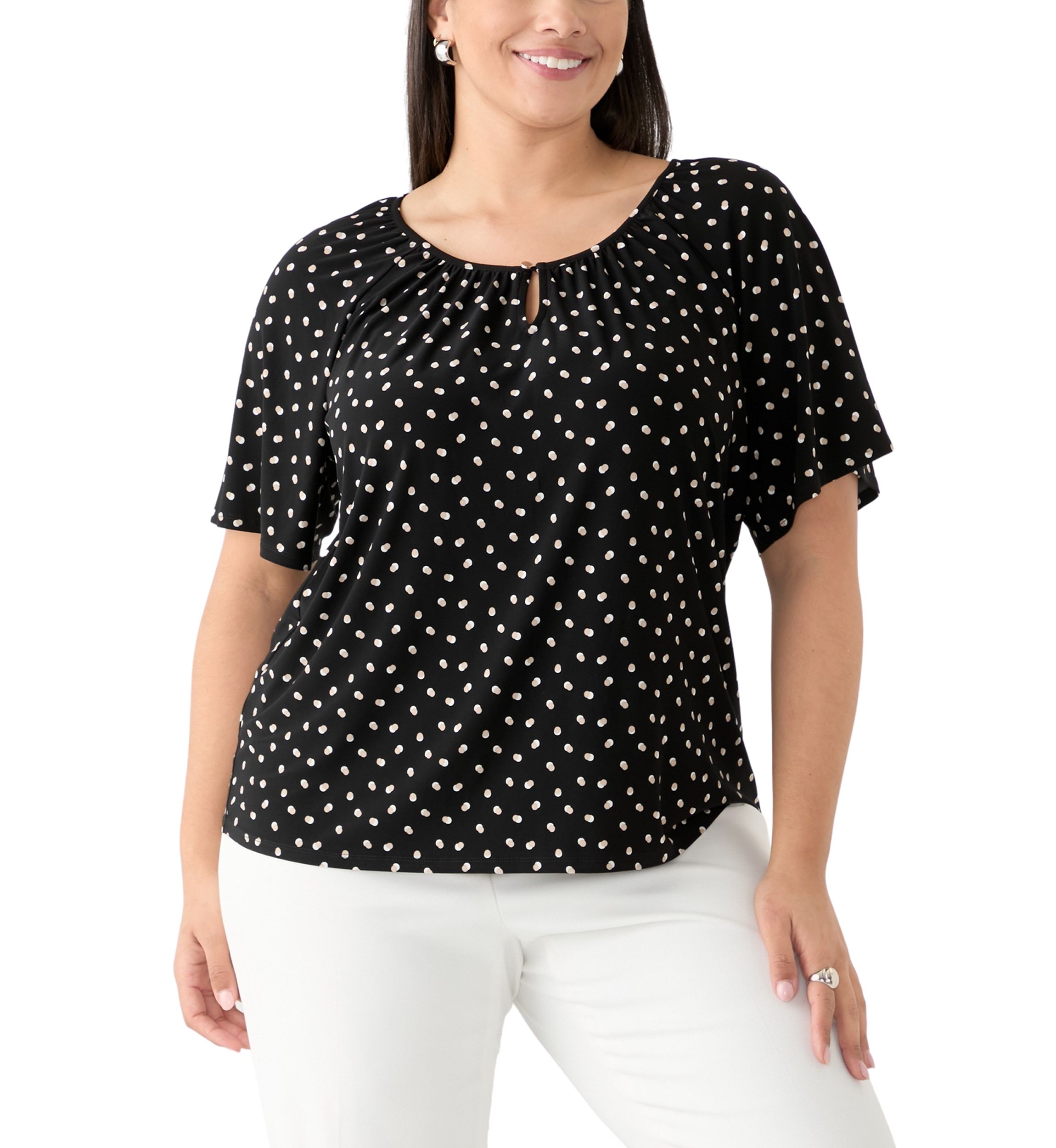 Plus Size Dot Printed Blouse