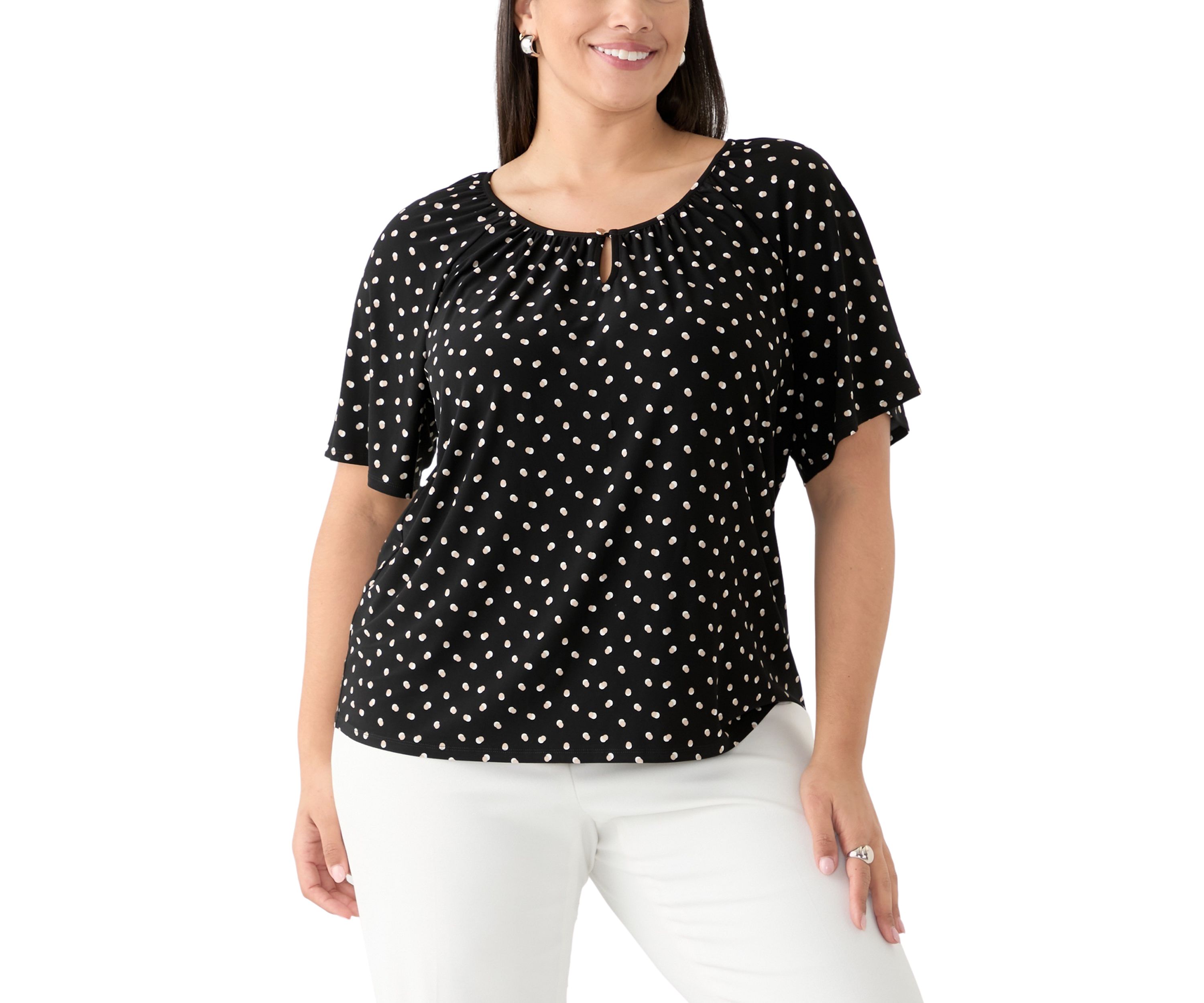 Plus Size Dot Printed Blouse