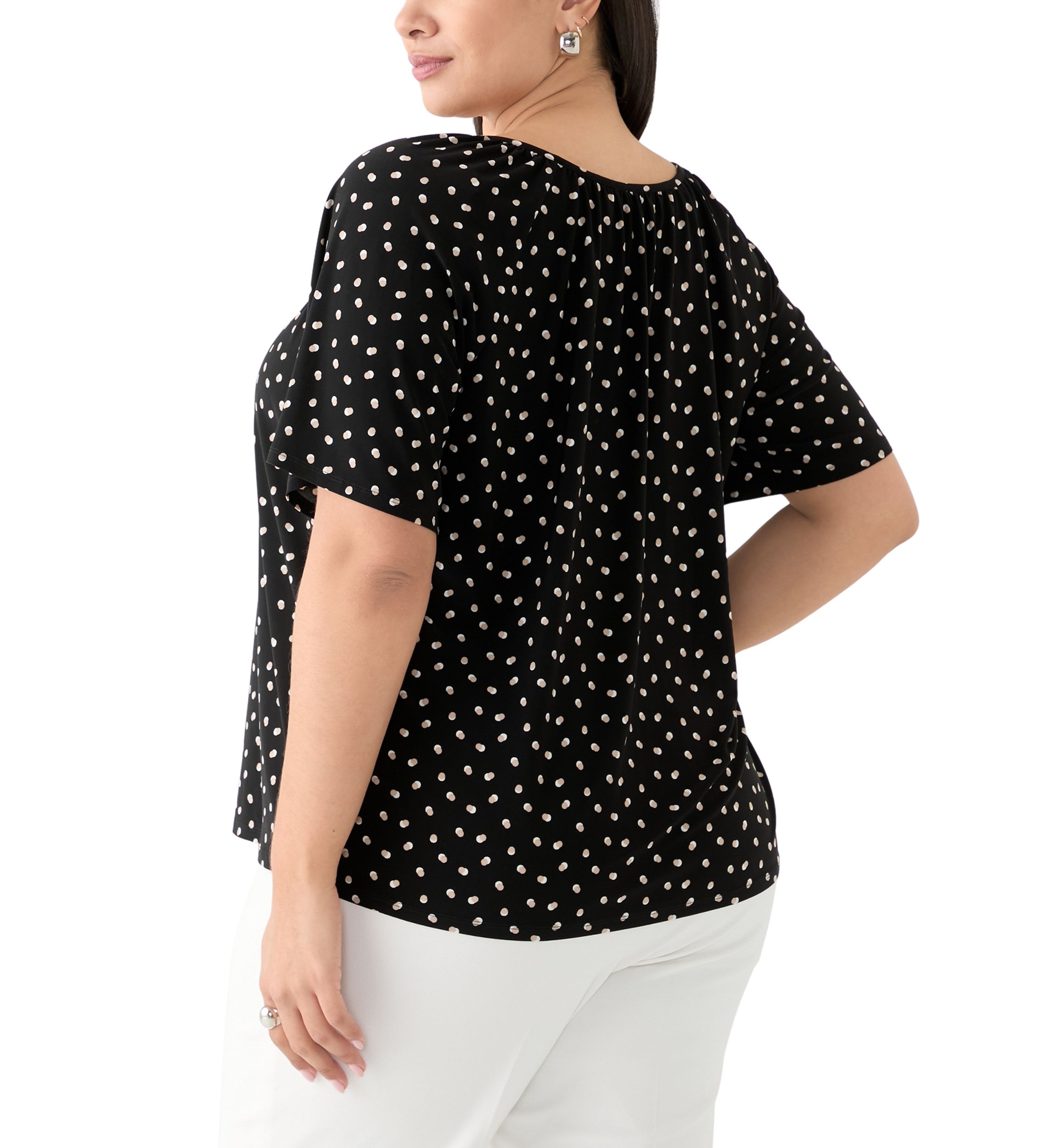 Plus Size Dot Printed Blouse