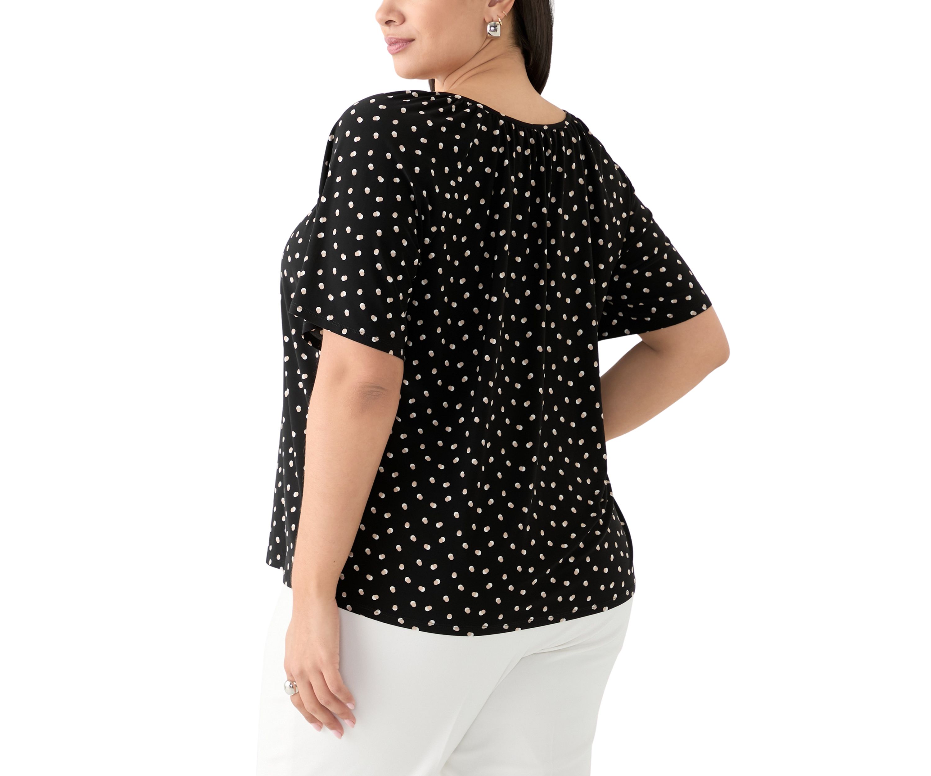 Plus Size Dot Printed Blouse