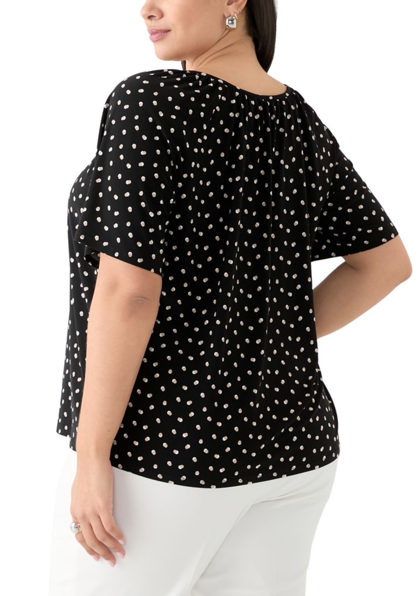Plus Size Dot Printed Blouse
