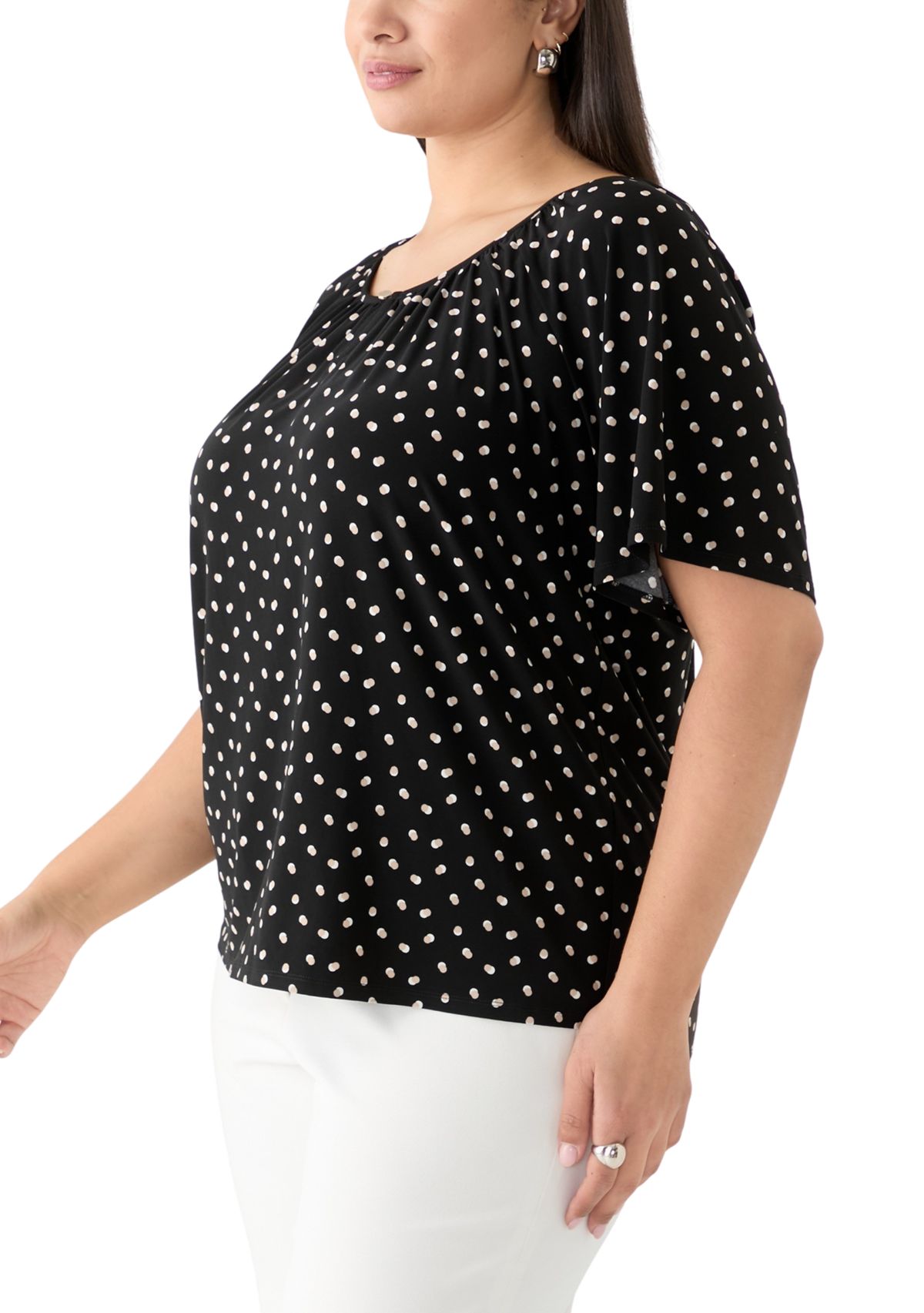 Plus Size Dot Printed Blouse