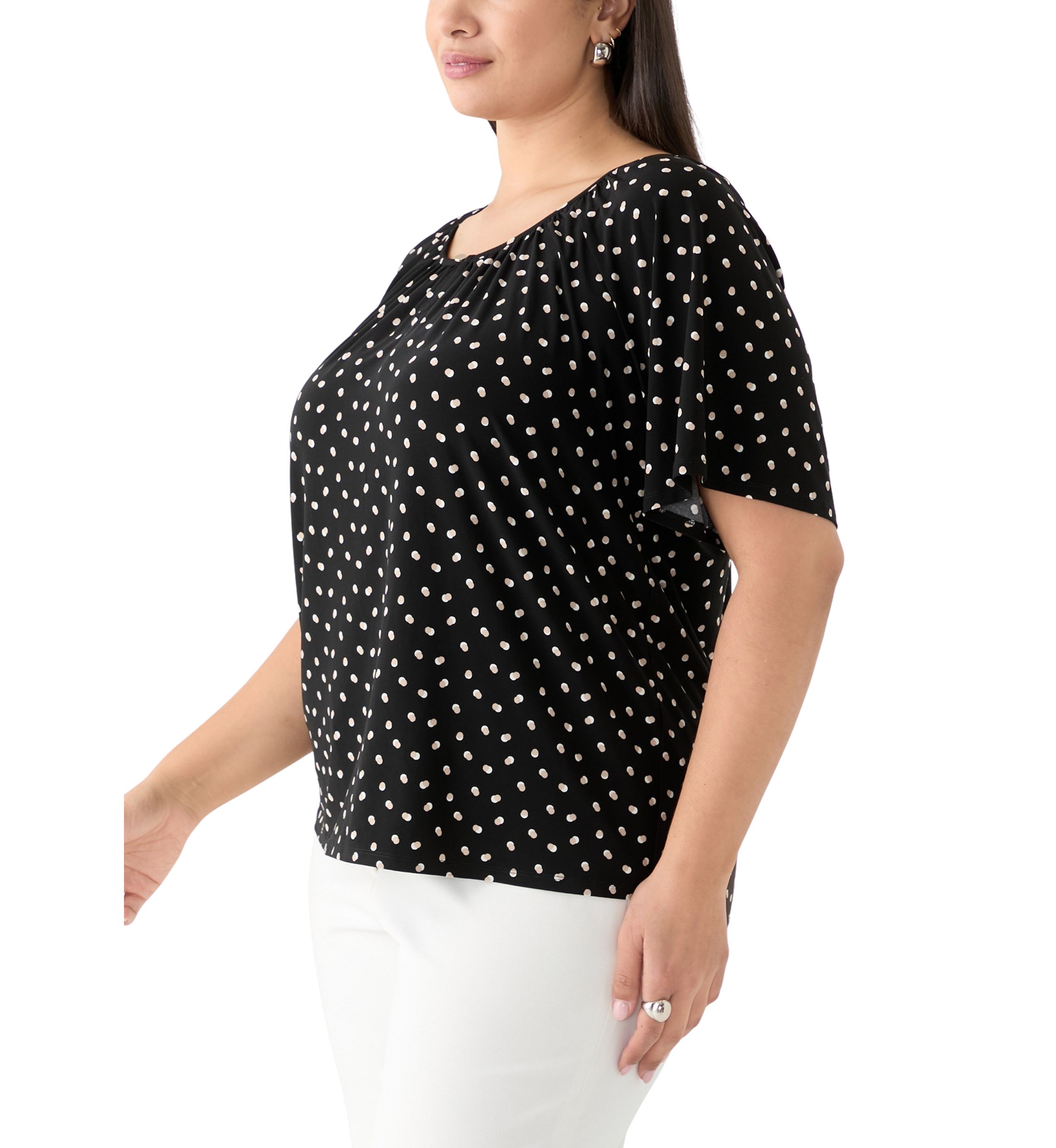 Plus Size Dot Printed Blouse