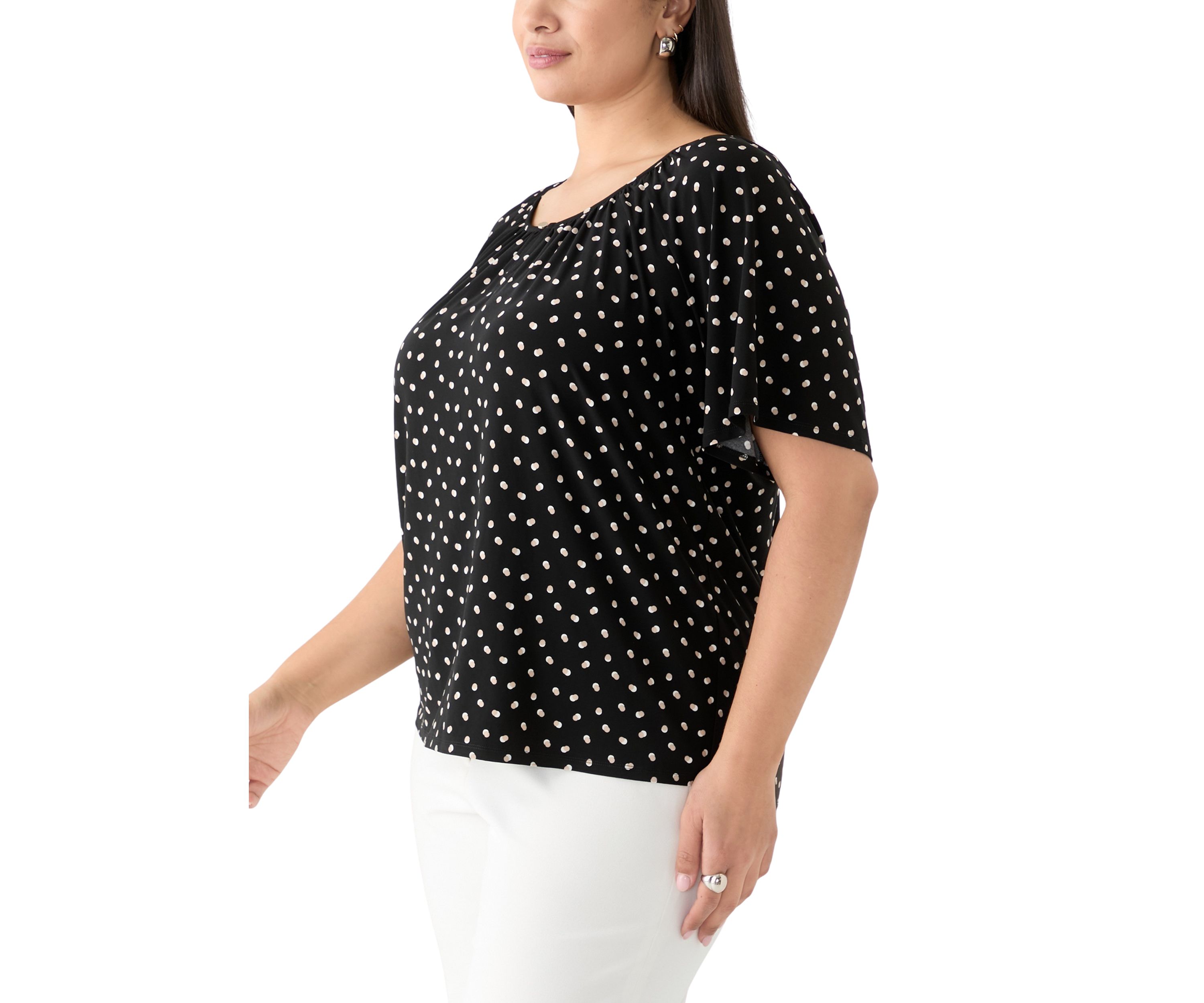 Plus Size Dot Printed Blouse
