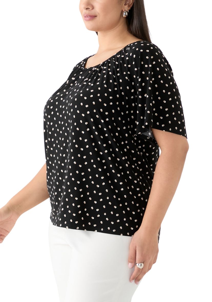 Plus Size Dot Printed Blouse