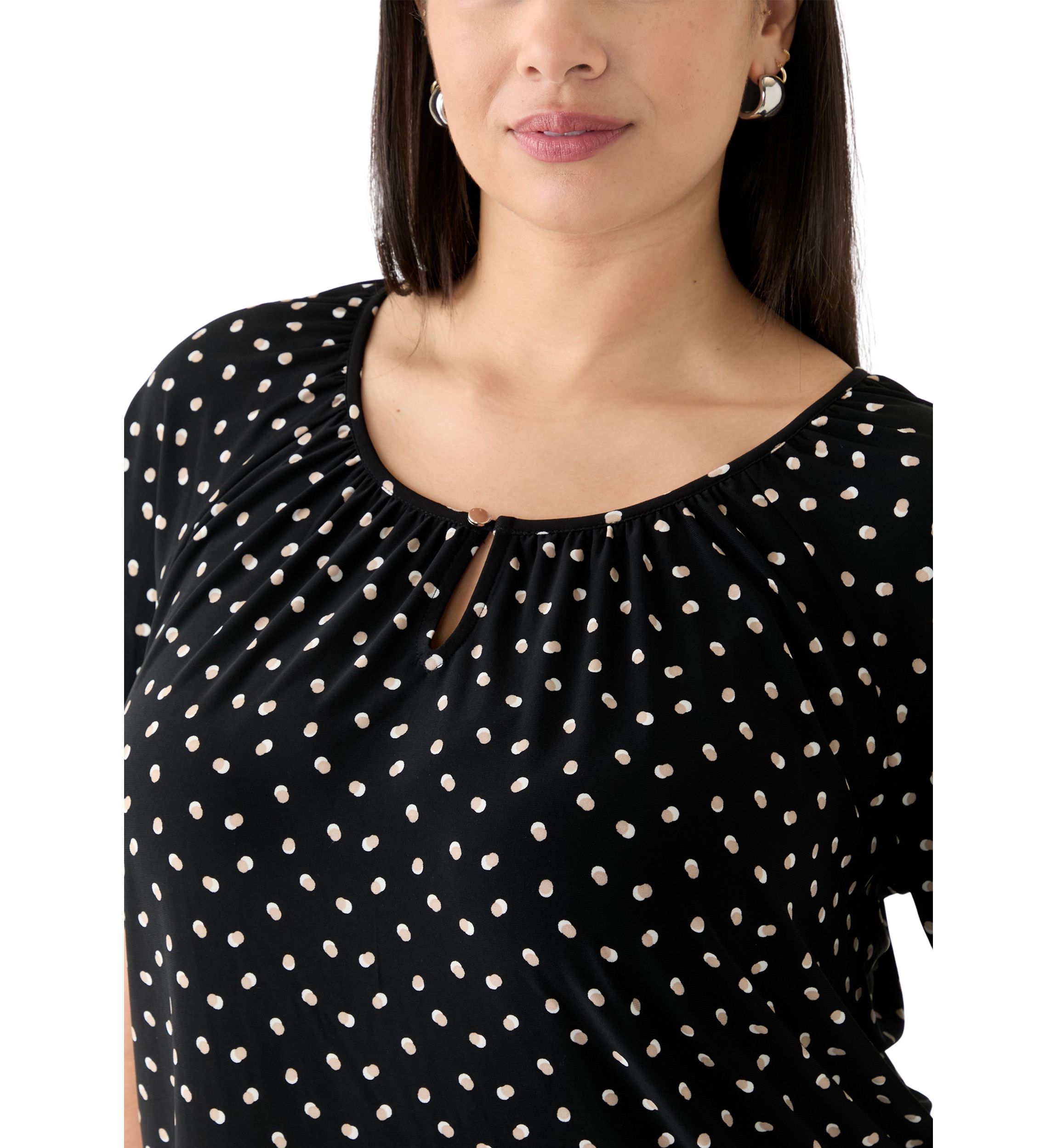 Plus Size Dot Printed Blouse