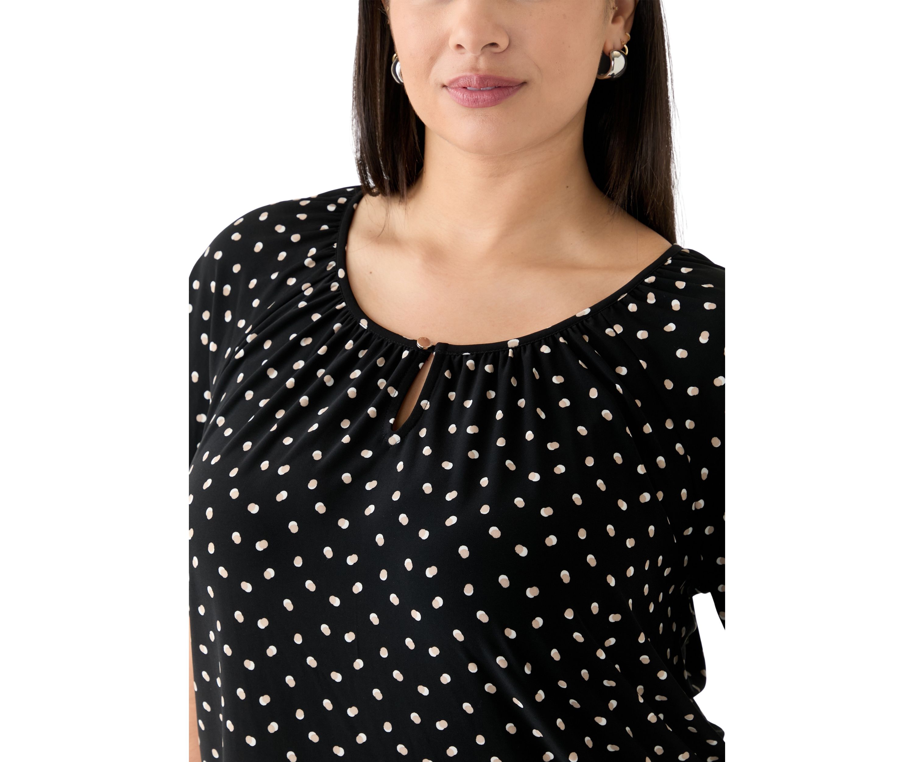 Plus Size Dot Printed Blouse