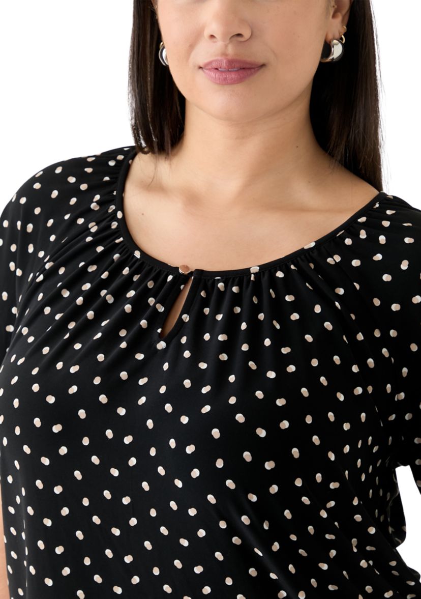 Plus Size Dot Printed Blouse