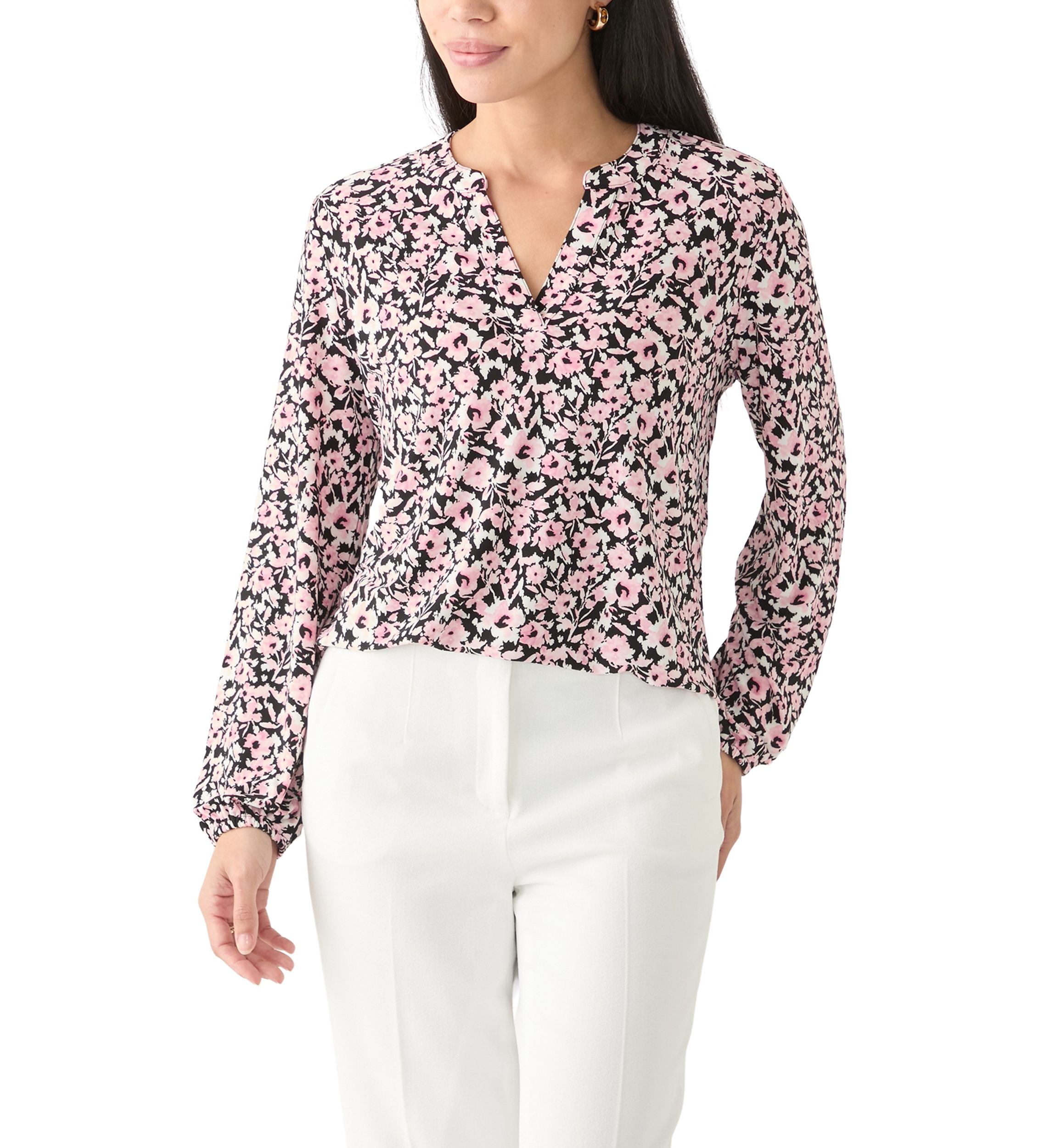 Petite Long Sleeve Knit Blouse