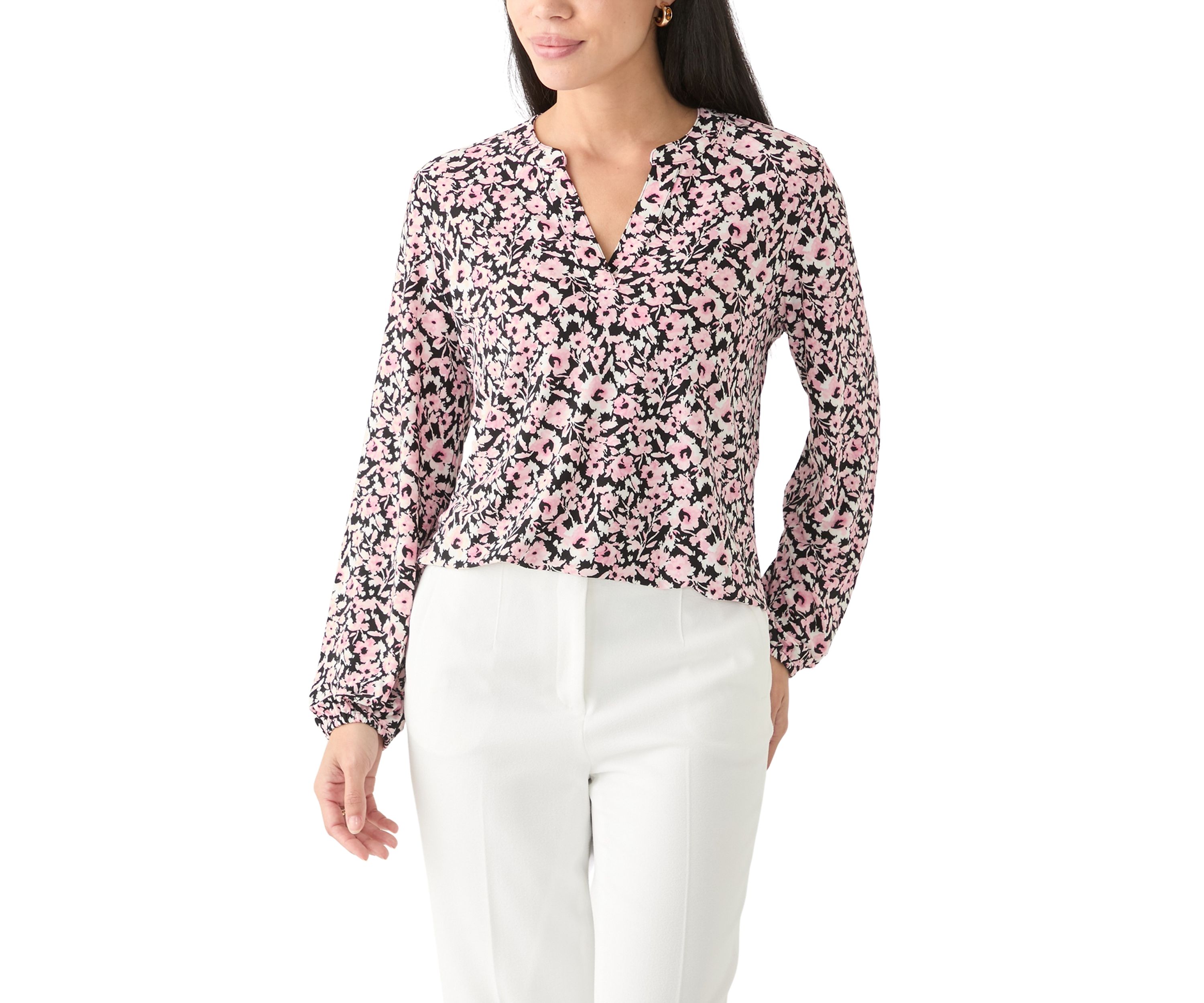 Petite Long Sleeve Knit Blouse