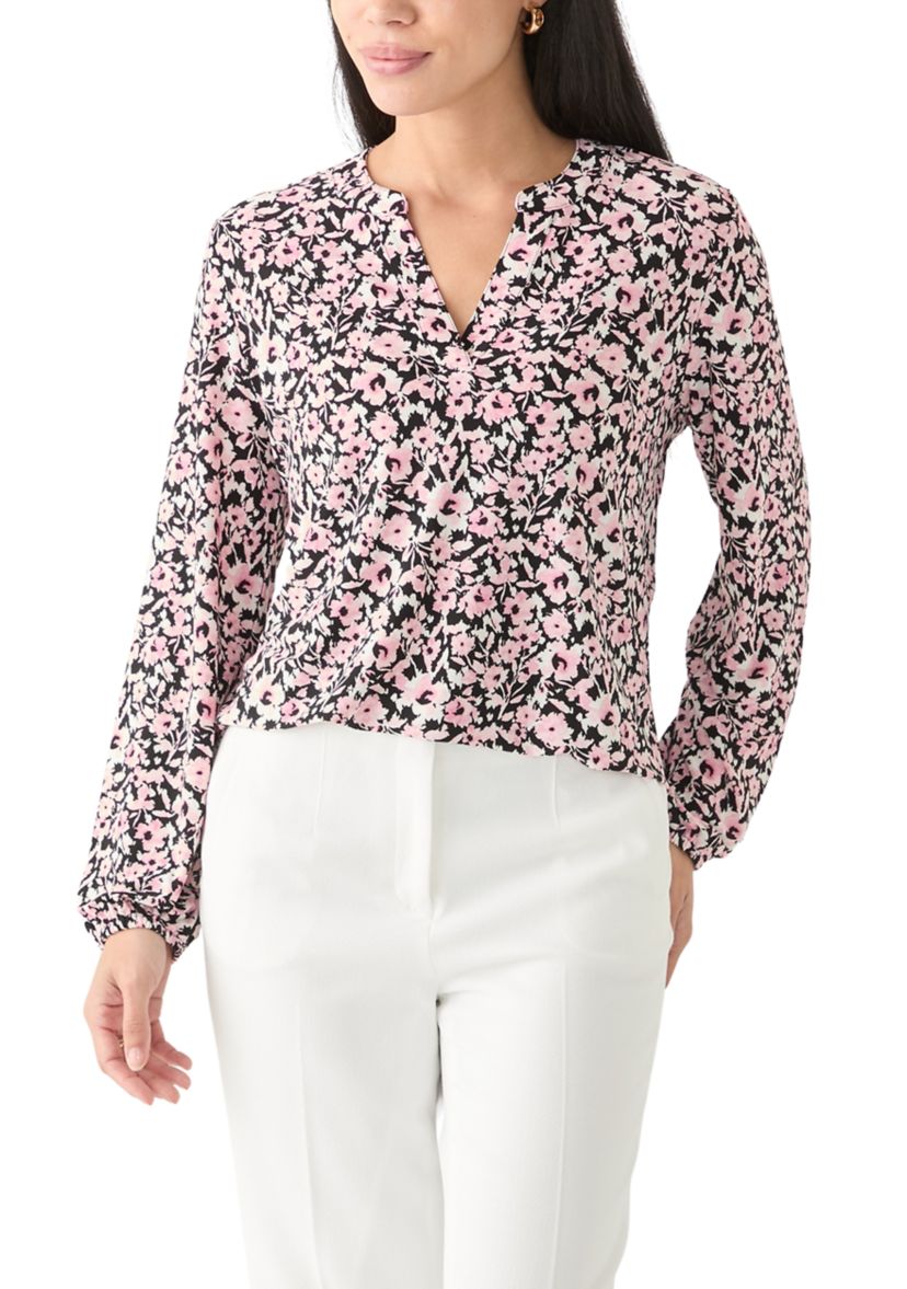Petite Long Sleeve Knit Blouse
