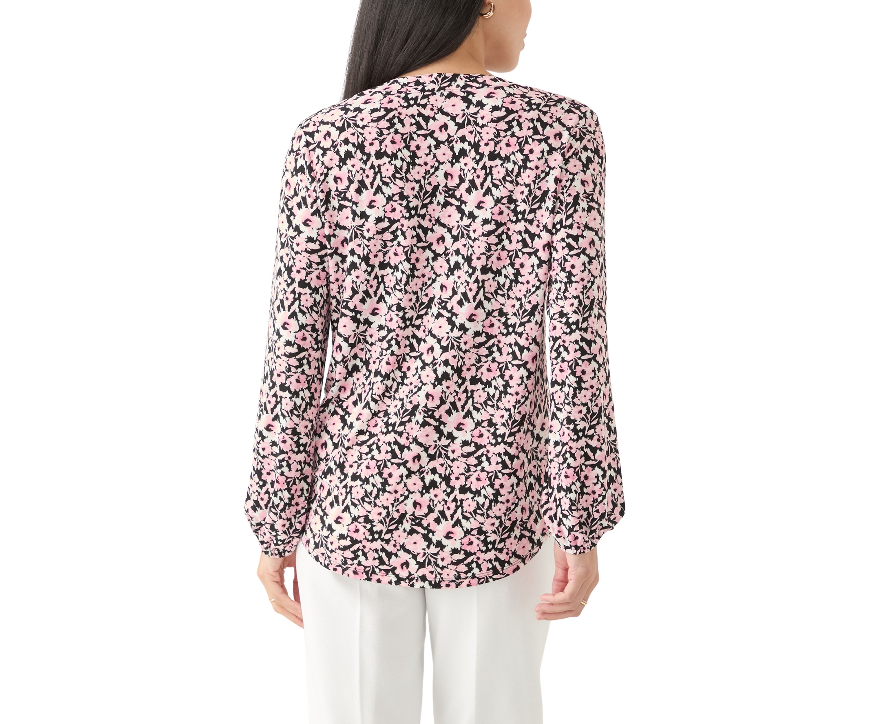 Petite Long Sleeve Knit Blouse