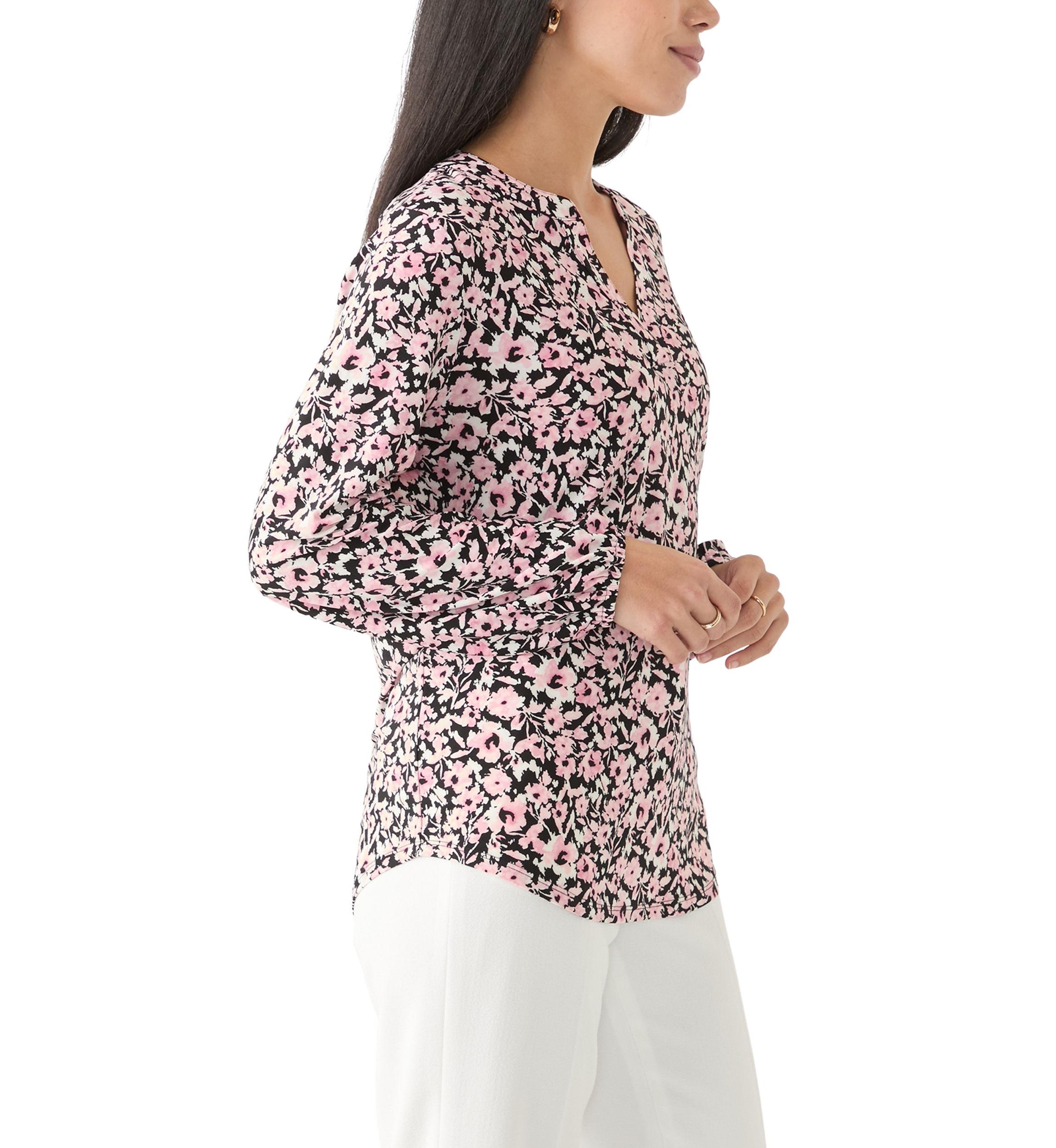Petite Long Sleeve Knit Blouse