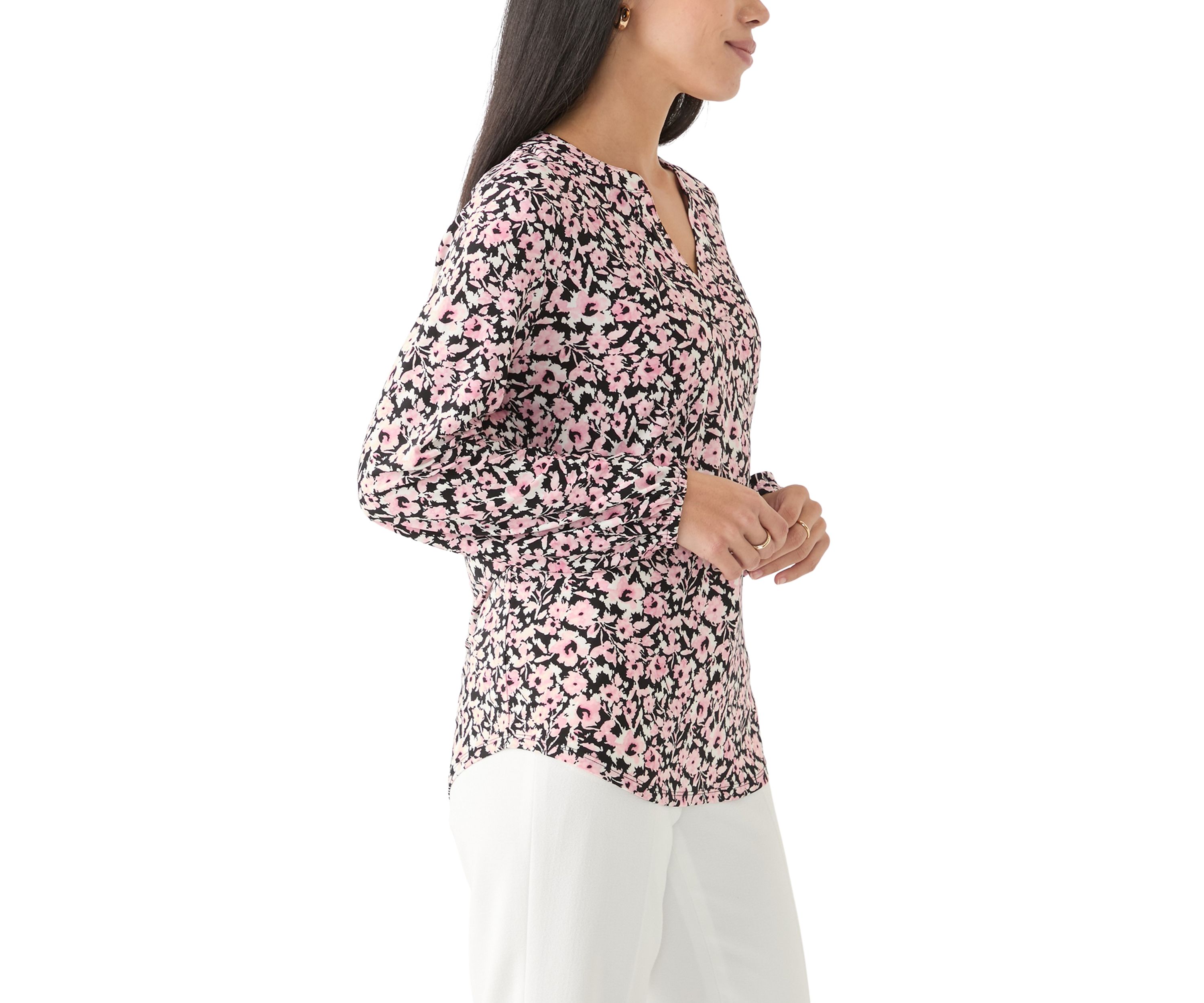 Petite Long Sleeve Knit Blouse