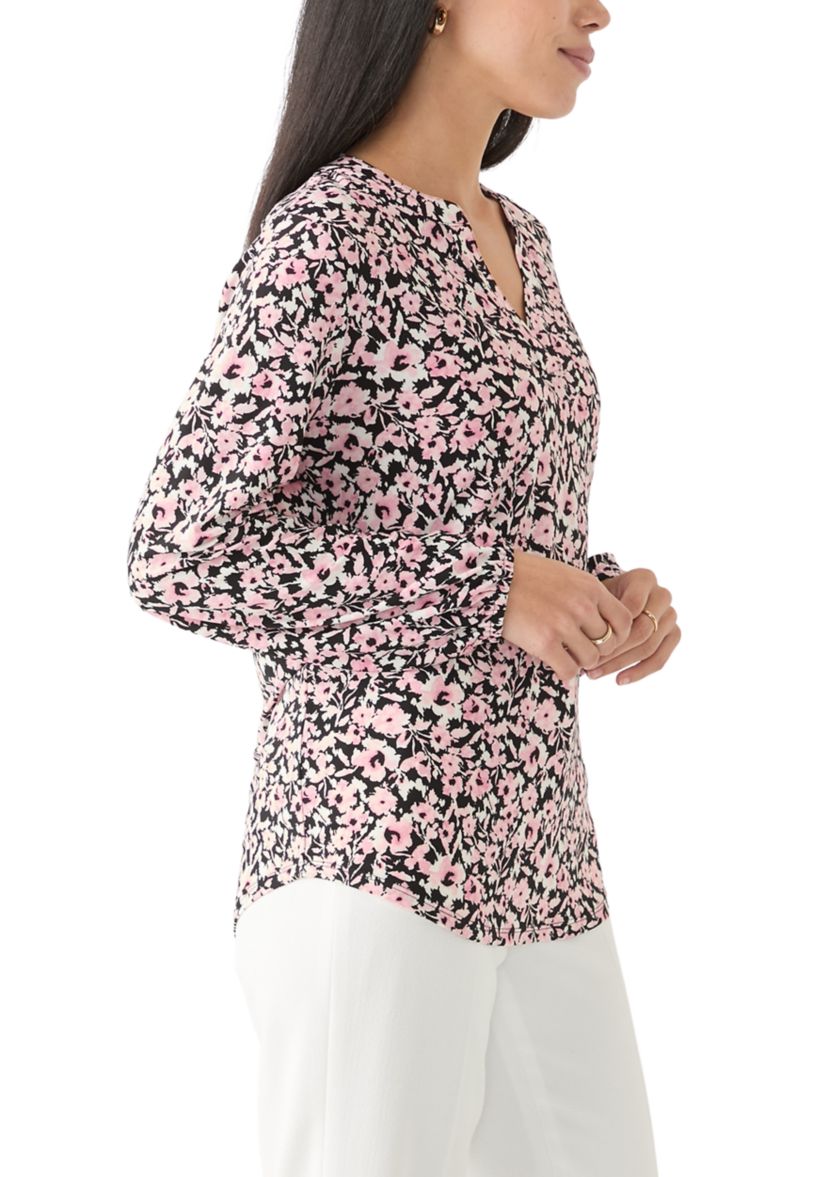 Petite Long Sleeve Knit Blouse
