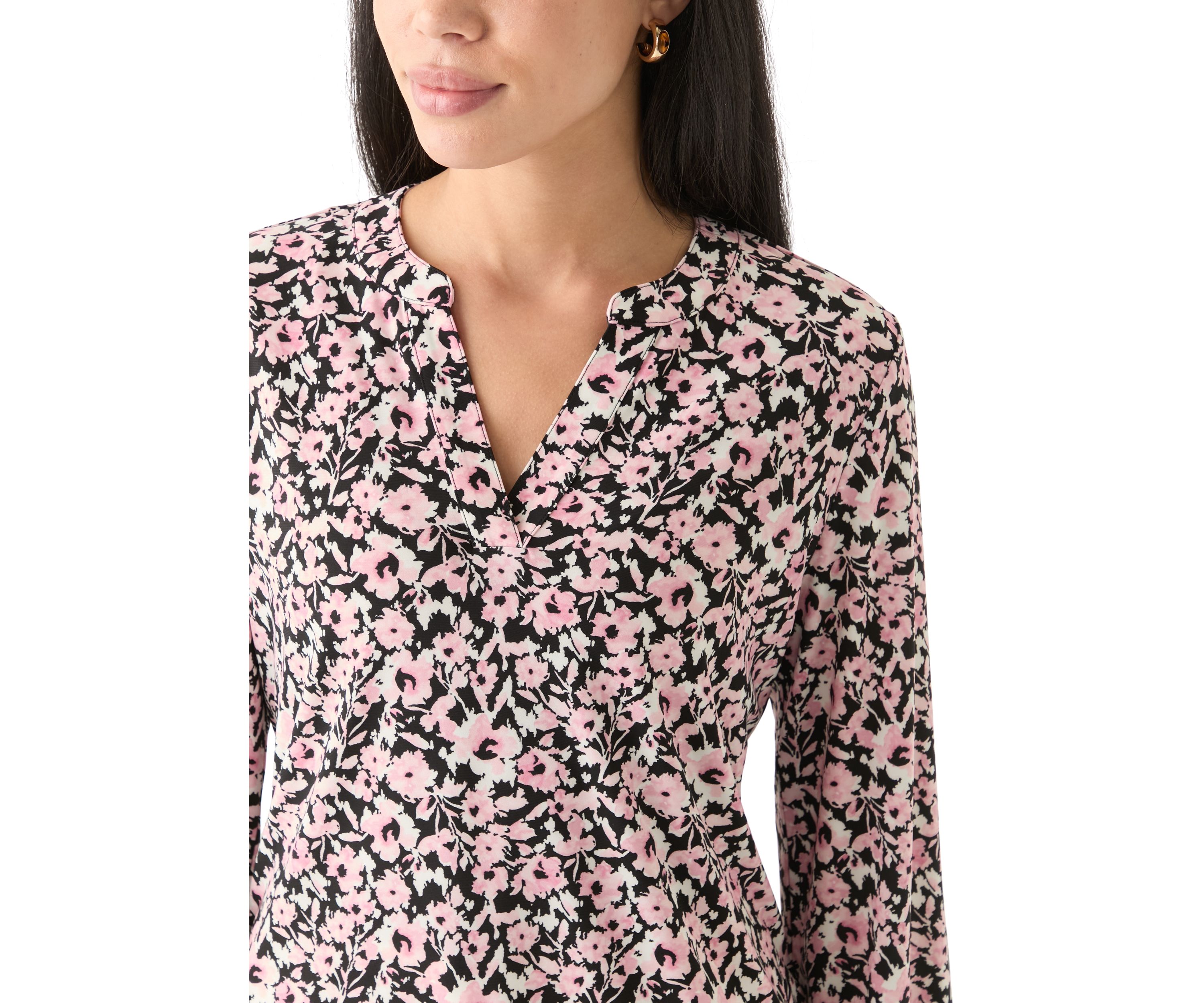 Petite Long Sleeve Knit Blouse