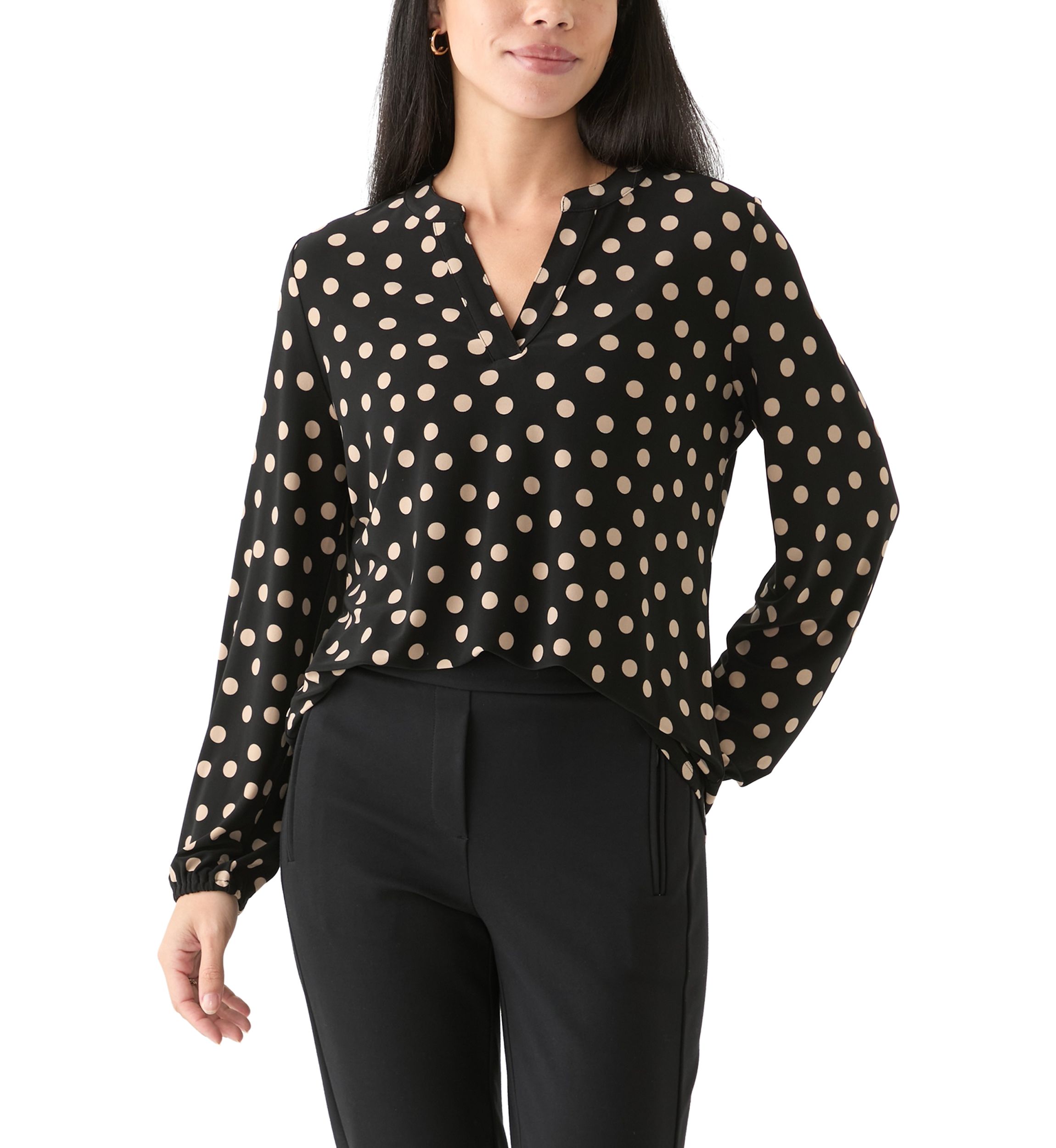 Petite Long Sleeve Knit Blouse